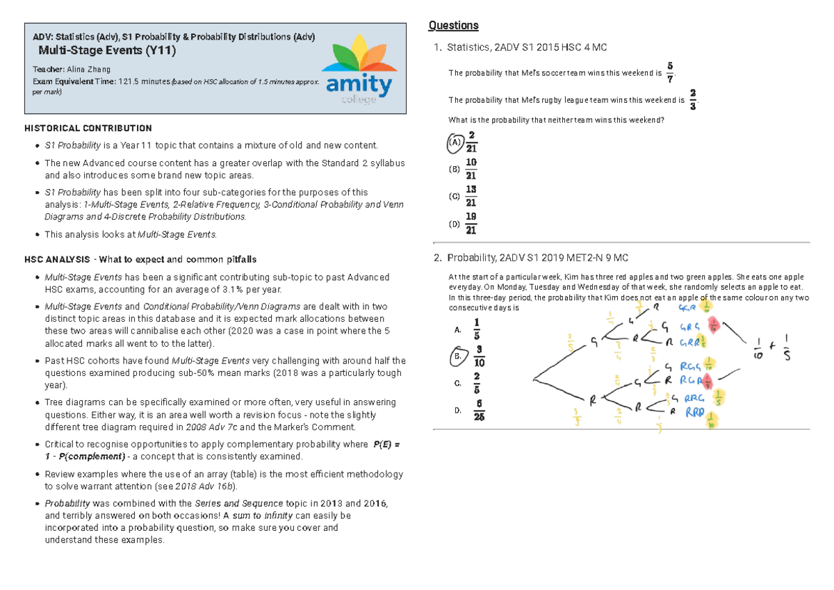 Statistics 2ADV S1: Probability Distributions & Events Exam Guide - Studocu