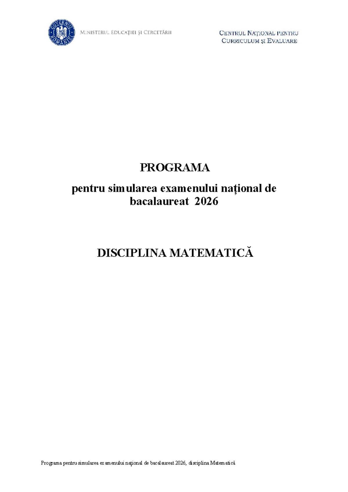 Programa de Simulare pentru Examenul Național de Bacalaureat 2026 ...