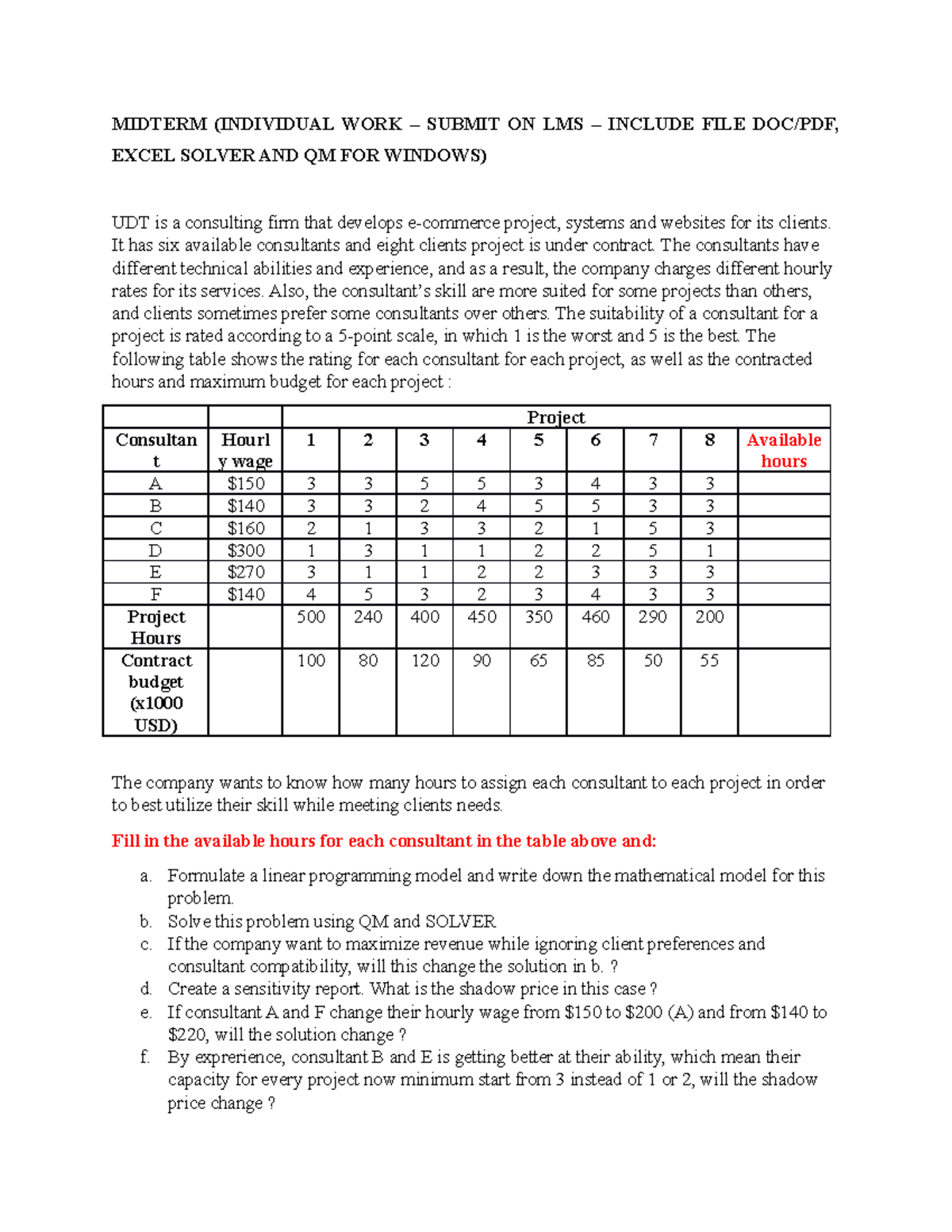Midterm Exam: Business Modeling AUG2023 Analysis & Solutions - Studocu