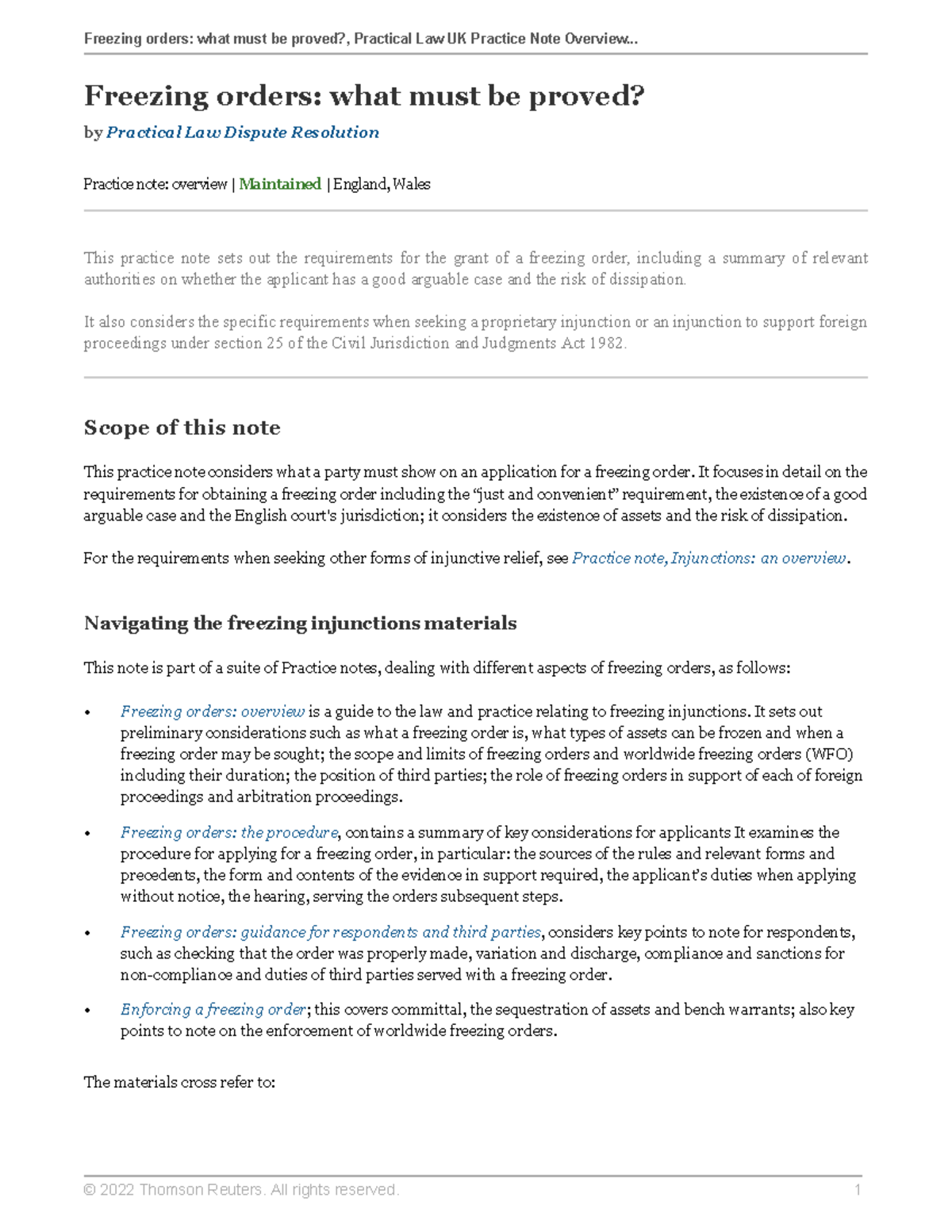 Freezing orders what must be proved - It also considers the specific ...