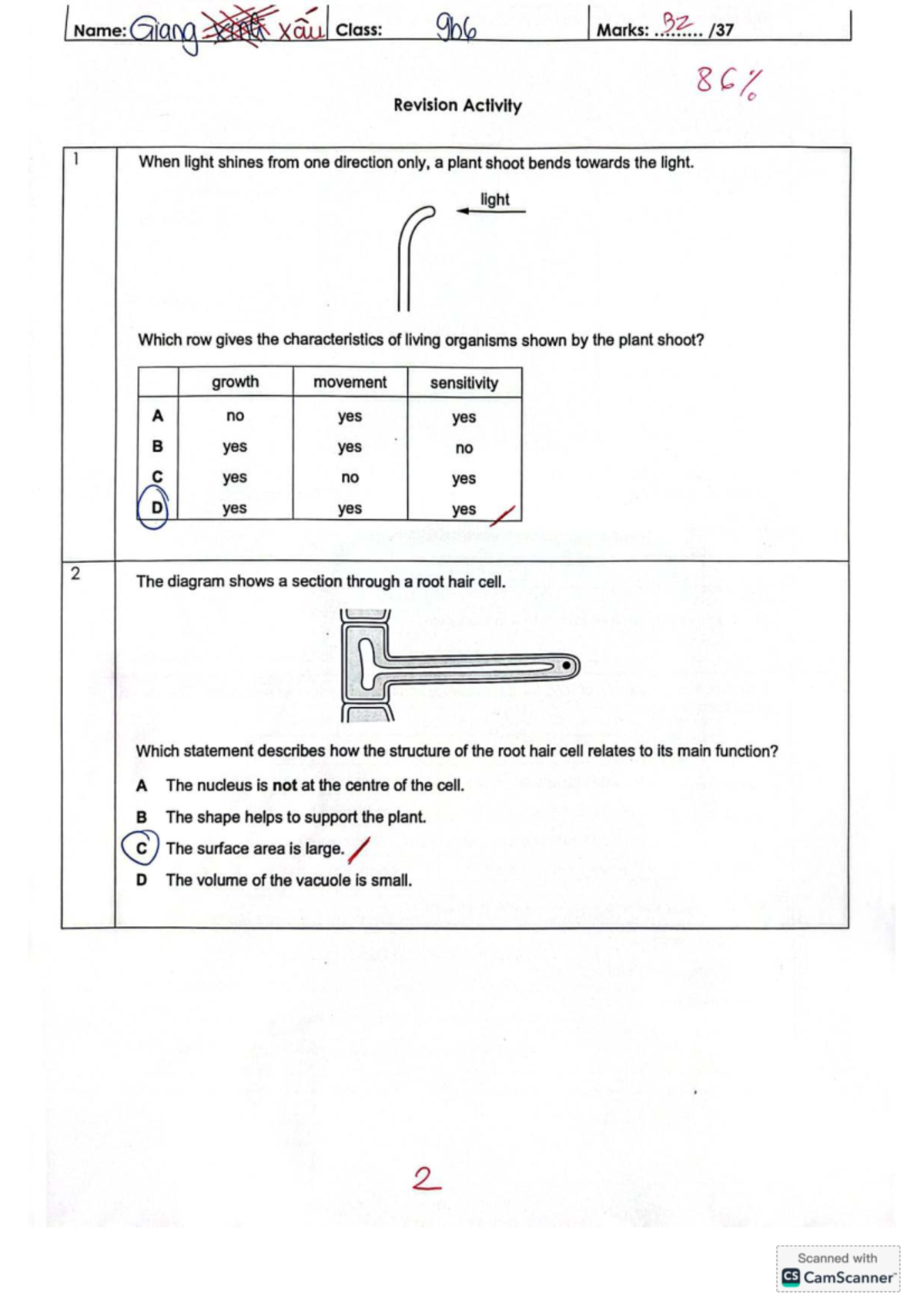 Science Revision Activity 1: Key Concepts and Questions - Studocu