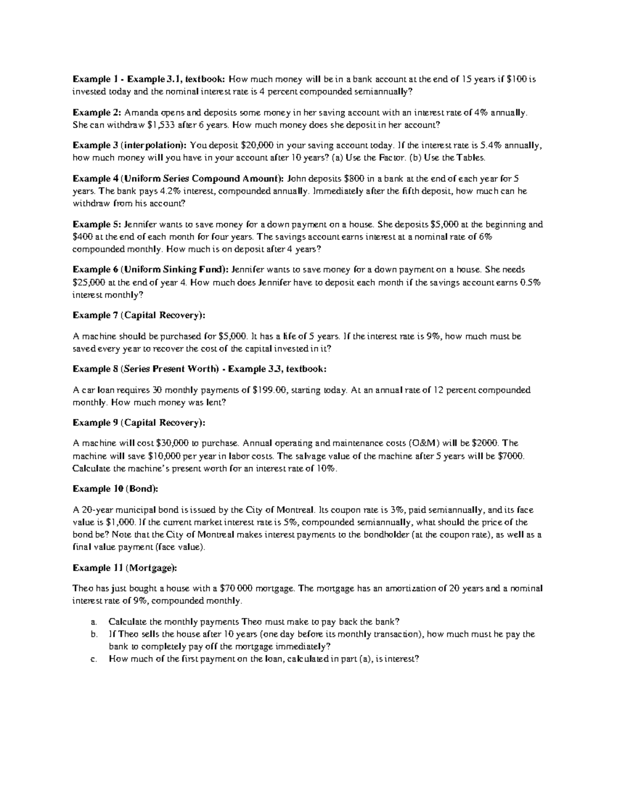 EE-3 - Examples of Financial Calculations and Interest Scenarios - Studocu