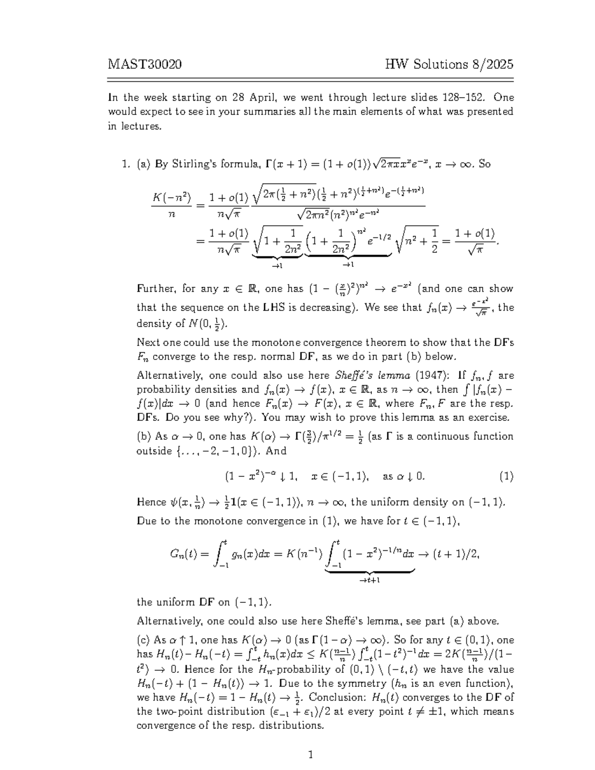 MAST30020 HW Solutions - Week 9 Homework Summary for 2025 - Studocu
