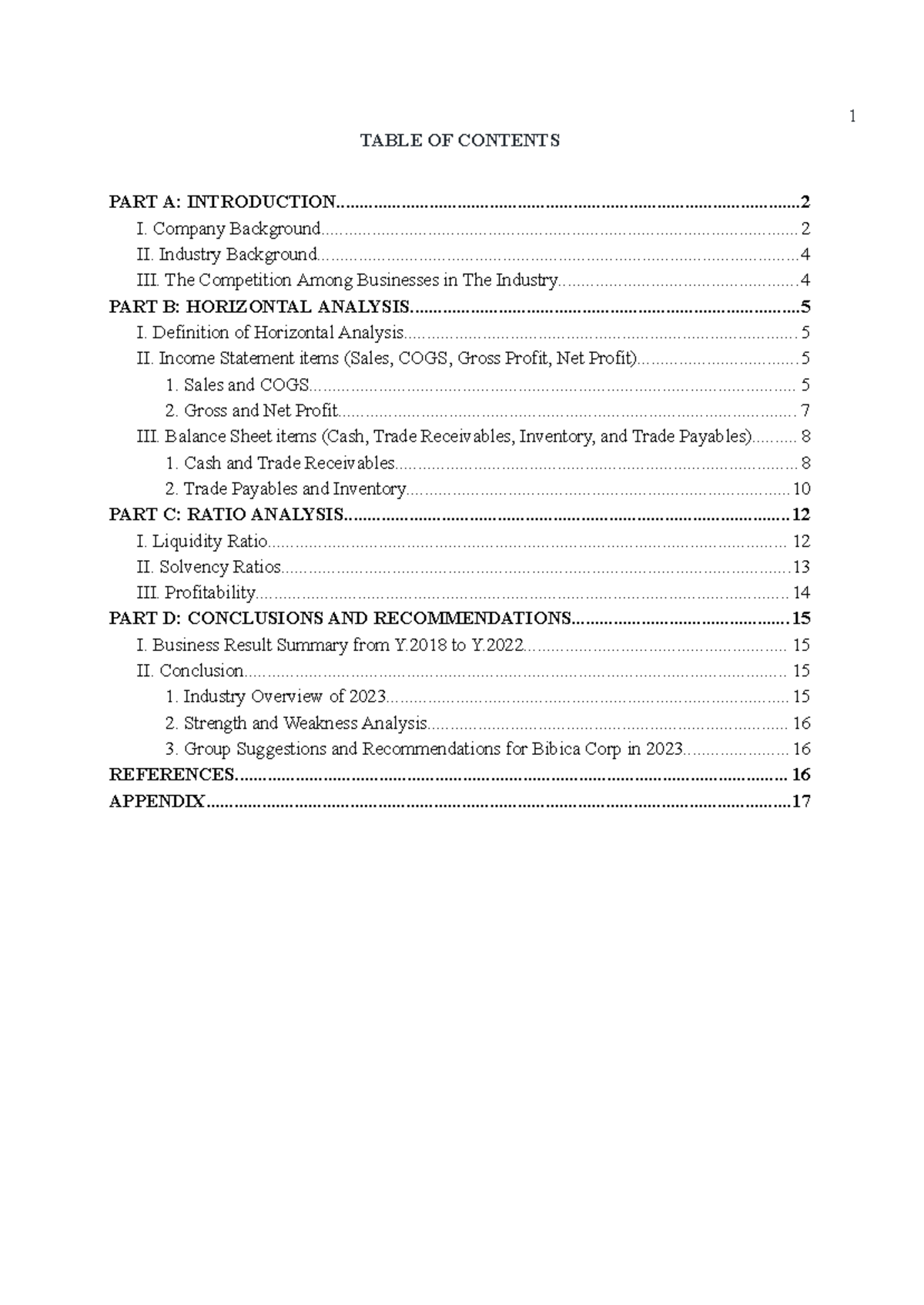 Report - 15% - TABLE OF CONTENTS - PART A: - Studocu