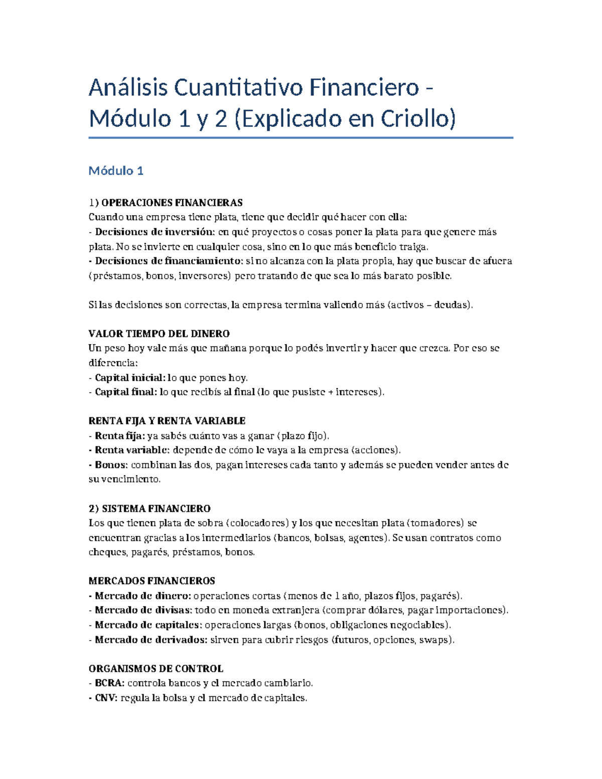Análisis Cuantitativo Financiero Módulos 1 y 2: Explicación Detallada ...
