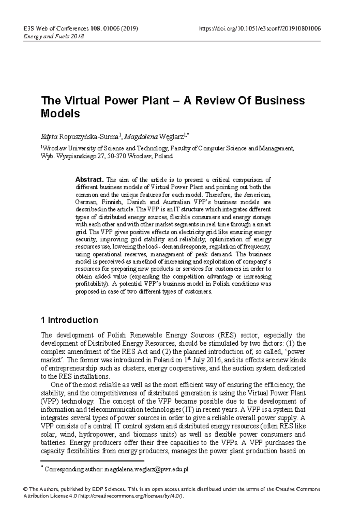 The Virtual Power Plant - A Review Of Business Mod - The Virtual Power ...