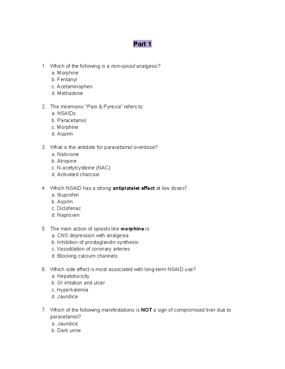 Practical Questions for Pharma Midterm Exam (PHAR 101) - Studocu