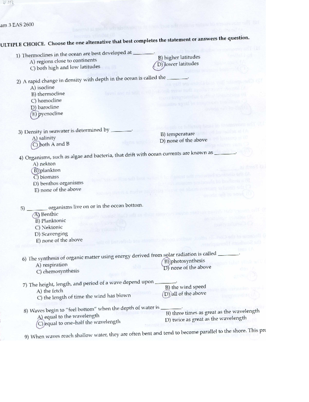 Eas exam 3 2600008 - Exam Solutions - am 3 EAS 2600 ULTIPLE CHOICE ...