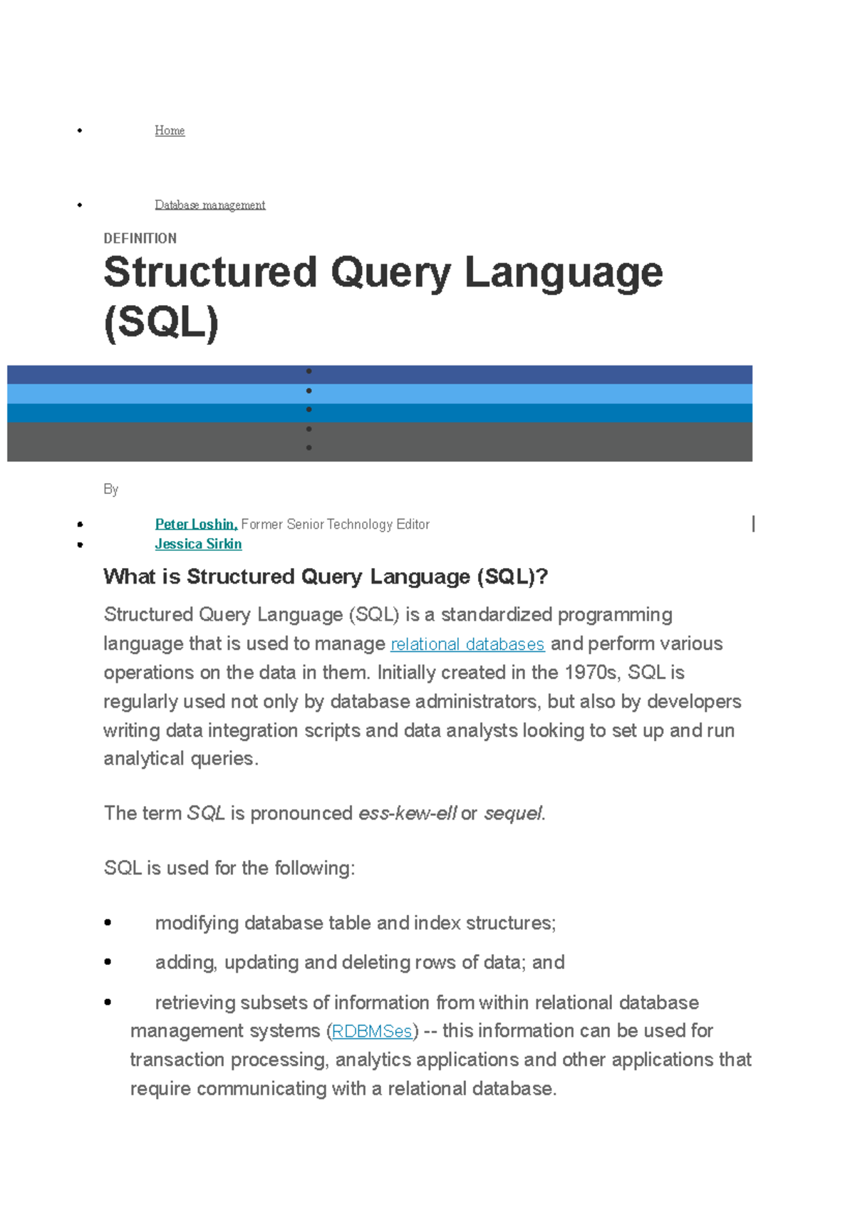 Dabase sql 2 - Programming - Home Database management DEFINITION ...