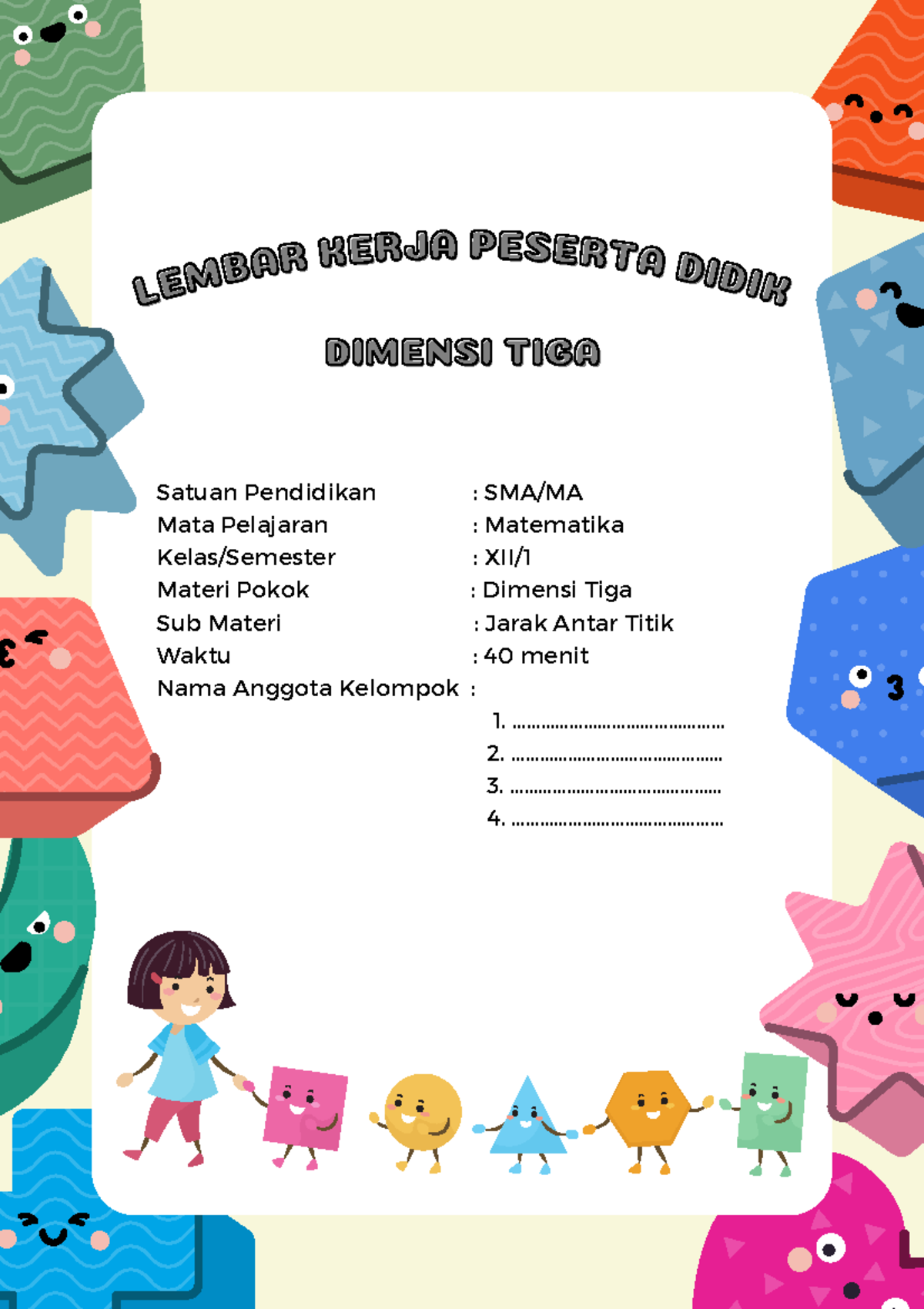 LKPD Matematika Kelas XII: Dimensi Tiga dan Jarak Antar Titik - Document Preview