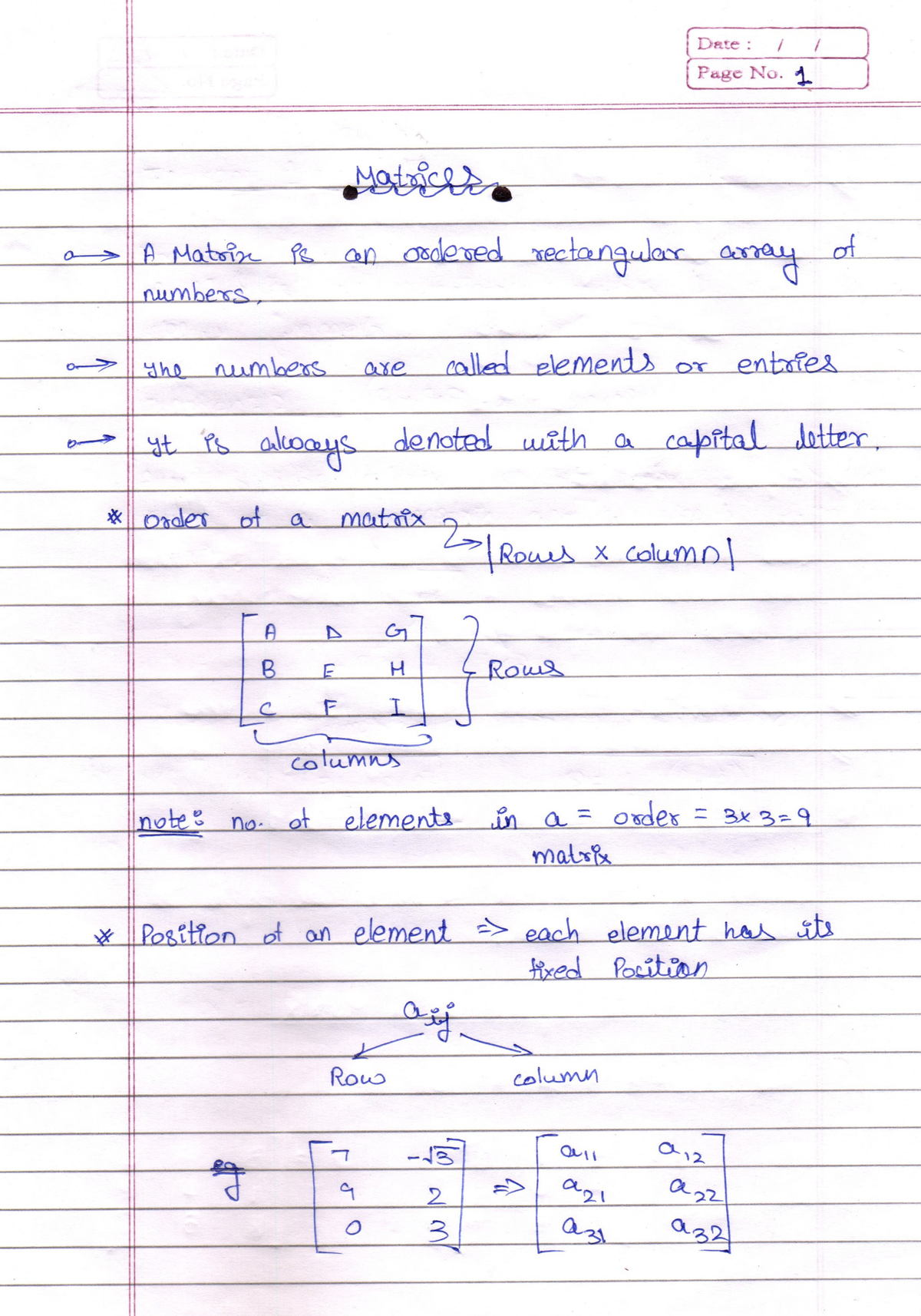 Matrices: Types, Properties, and Theorems - Math 101 Lecture Notes ...