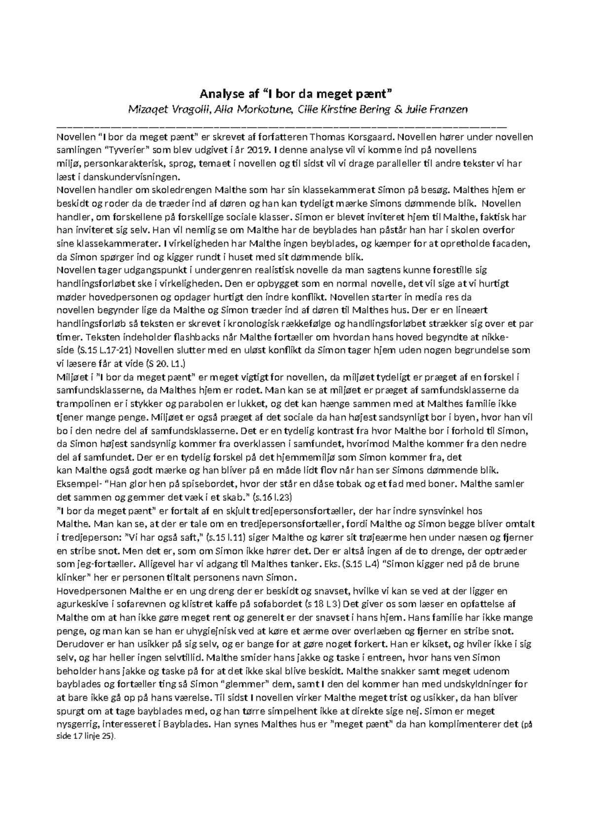 Analyse af Novellen 