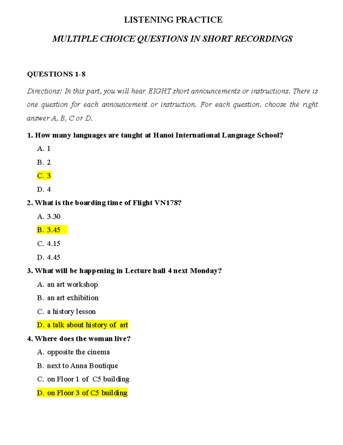 B1-Week 2 - Listening & Writing Practice in English - Studocu