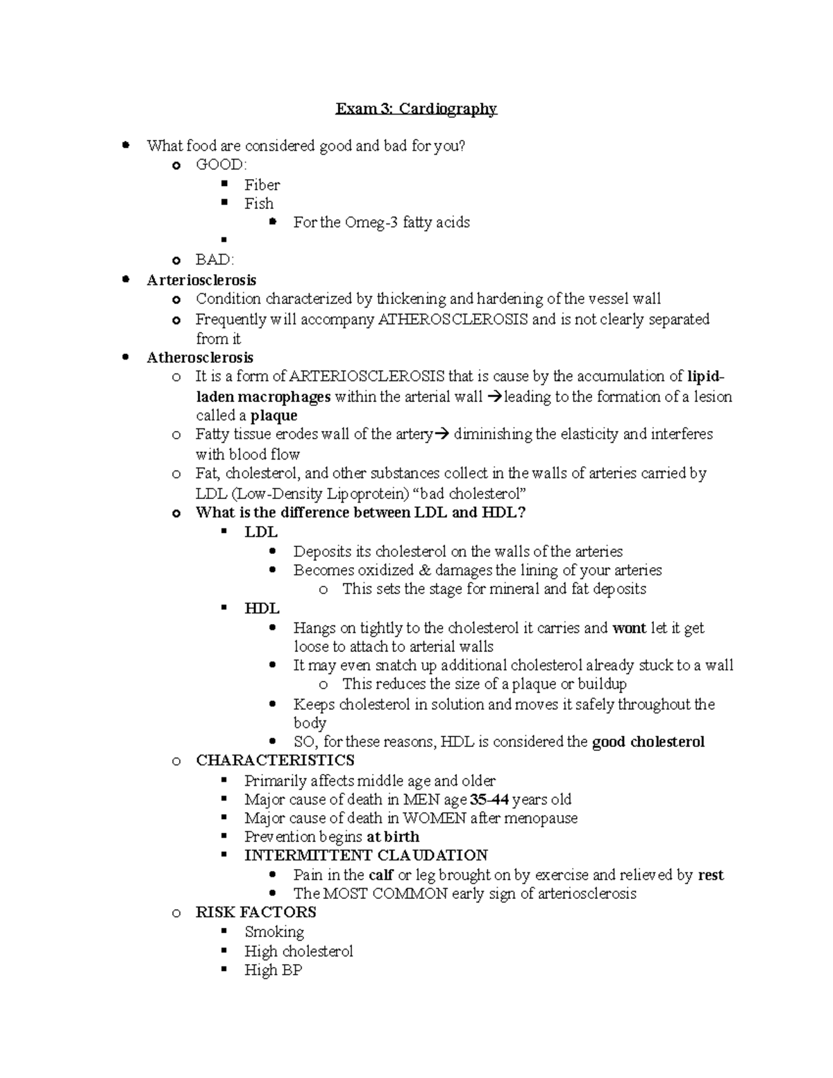 Patho Cardiac Study Guide - Exam 3: Cardiography What food are ...