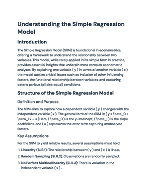 Final Exam Notes on Multiple Regression Analysis and Inference ...