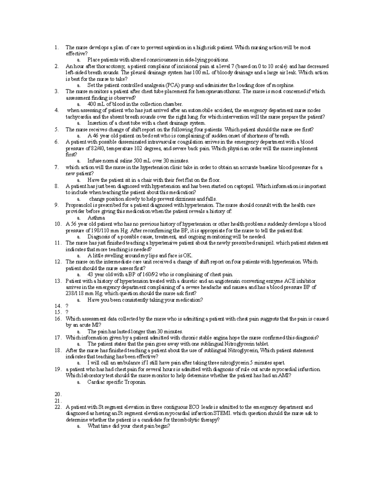Exam 1 MS Key - Med Surg Nursing Care and Interventions - Studocu