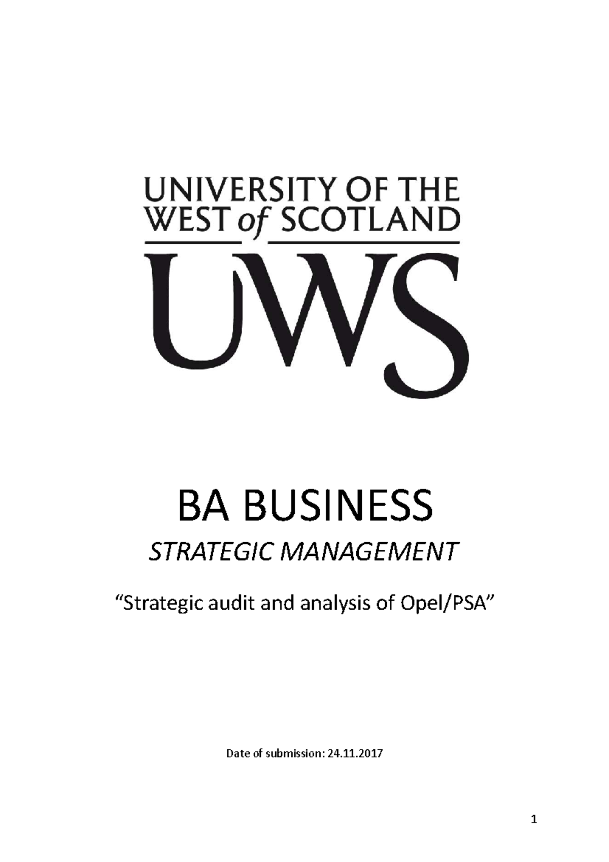 BA Business Strategic Management Individual Report on Opel/PSA - Studocu