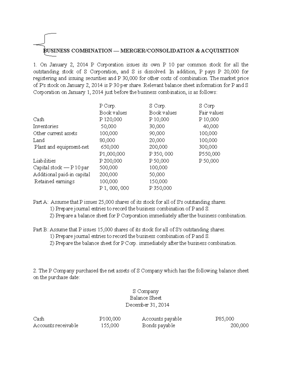 BUS 305: Consolidated Financial Statements & Business Combinations ...