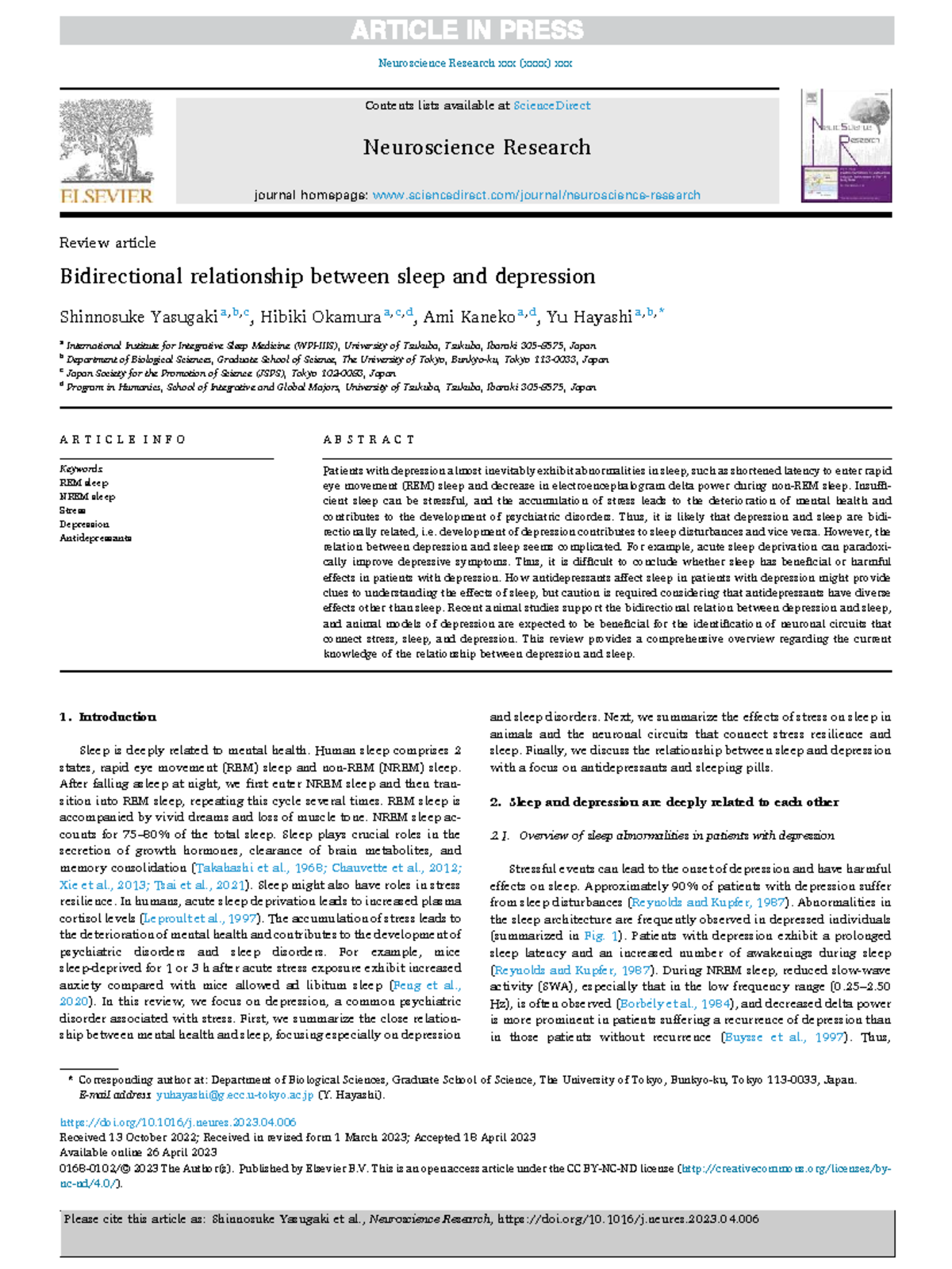 Bidirectional Relationship Between Sleep and Depression: Insights from ...