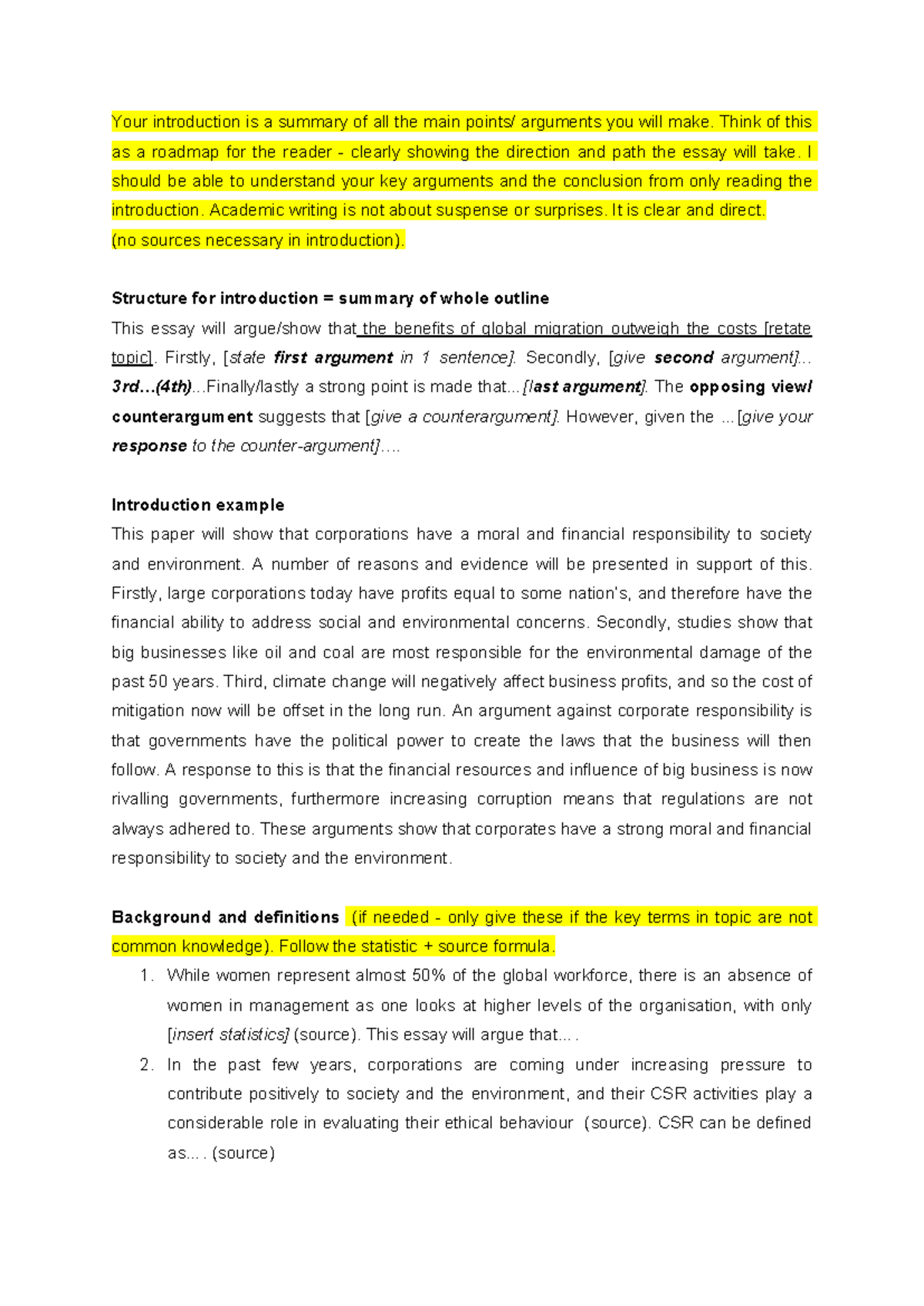 5. Final Essay Template - Your introduction is a summary of all the ...