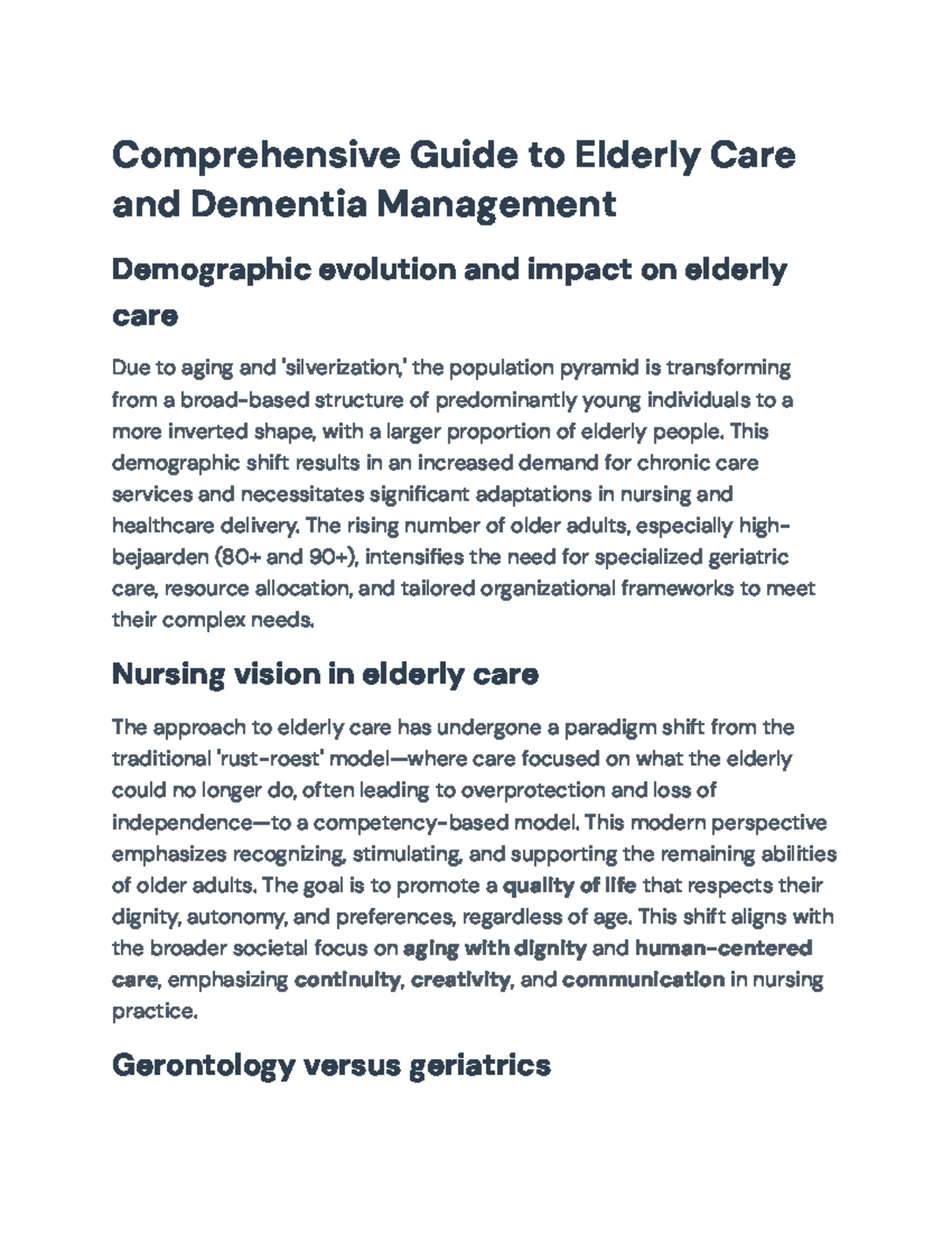 Comprehensive Guide to Elderly Care & Dementia Management (NUR 301 ...