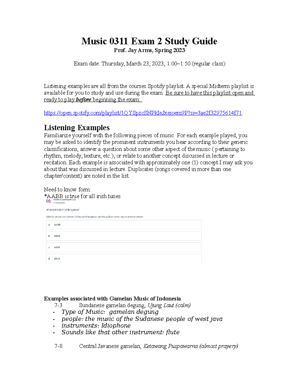 Music 0311 Exam 2 Study Guide: Key Concepts and Listening Examples ...