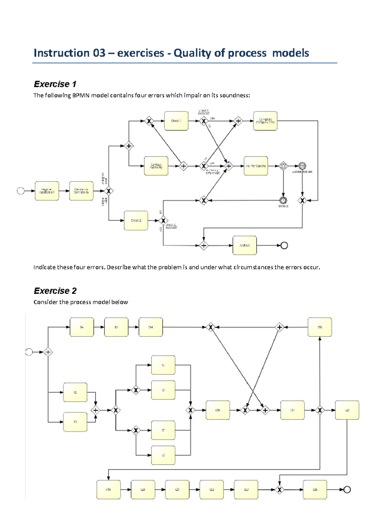1BM05 - Instruction 03: Exercises on Quality of Process Models ...