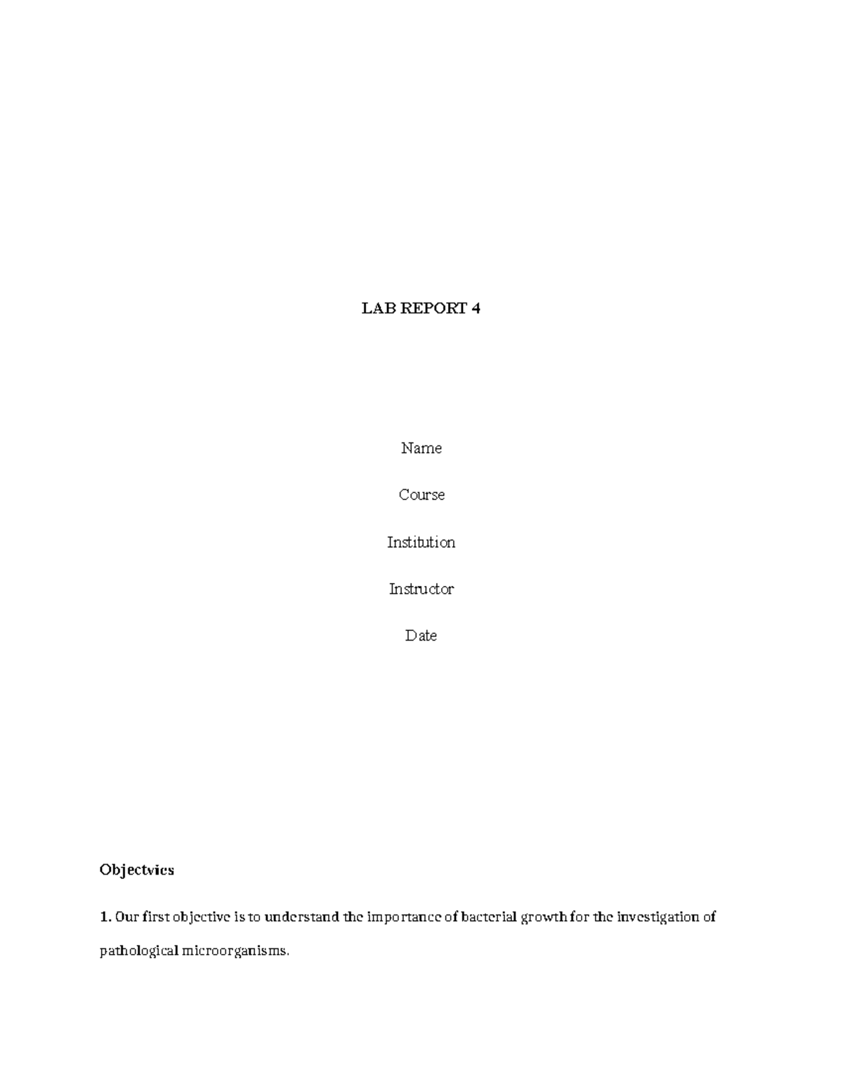 LAB Report 4 - LAB REPORT 4 Name Course Institution Instructor Date ...