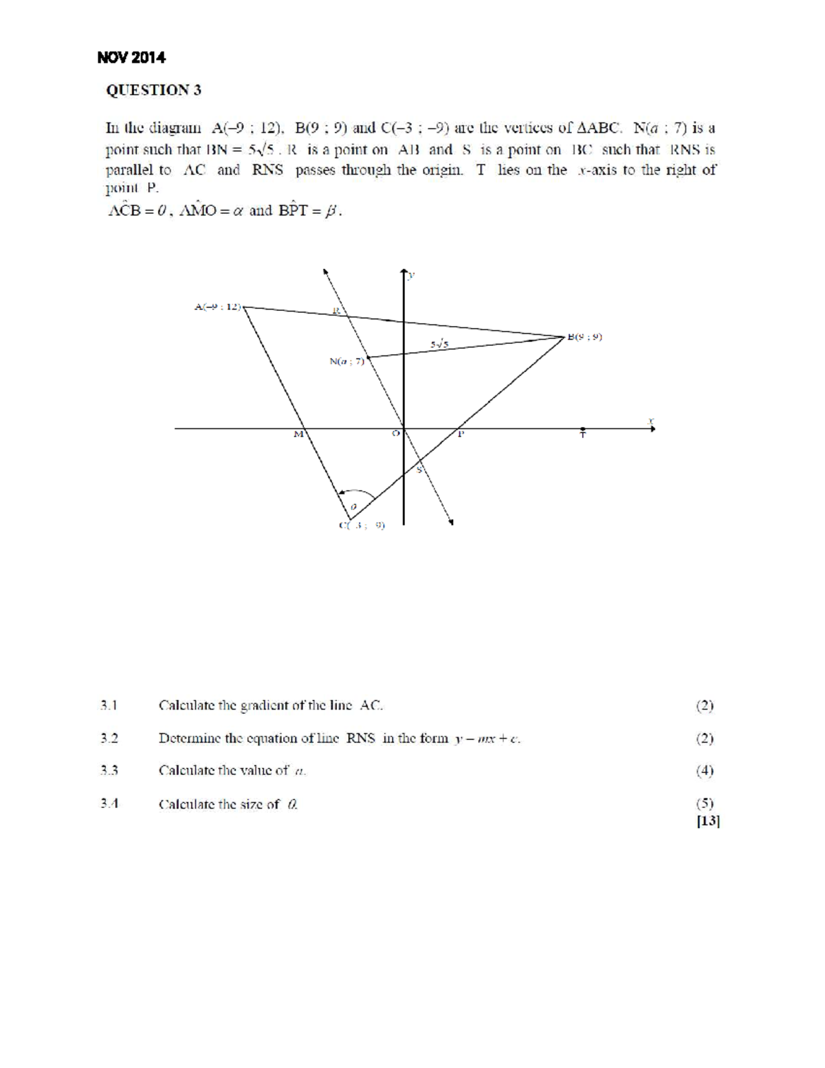 Analytical Geometry Grade 10 Practice Questions and Solutions - Studocu