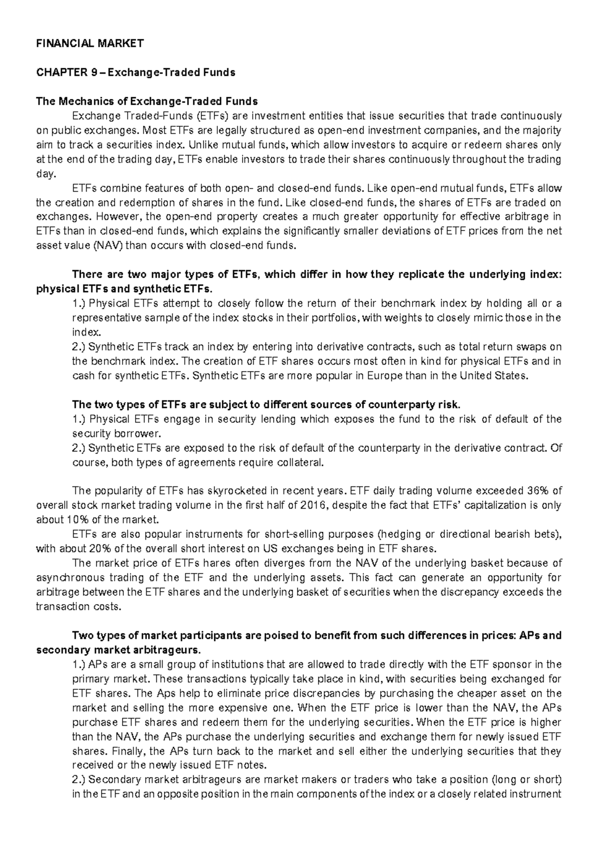Exchange-Traded Funds - Most ETFs are legally structured as open-end ...