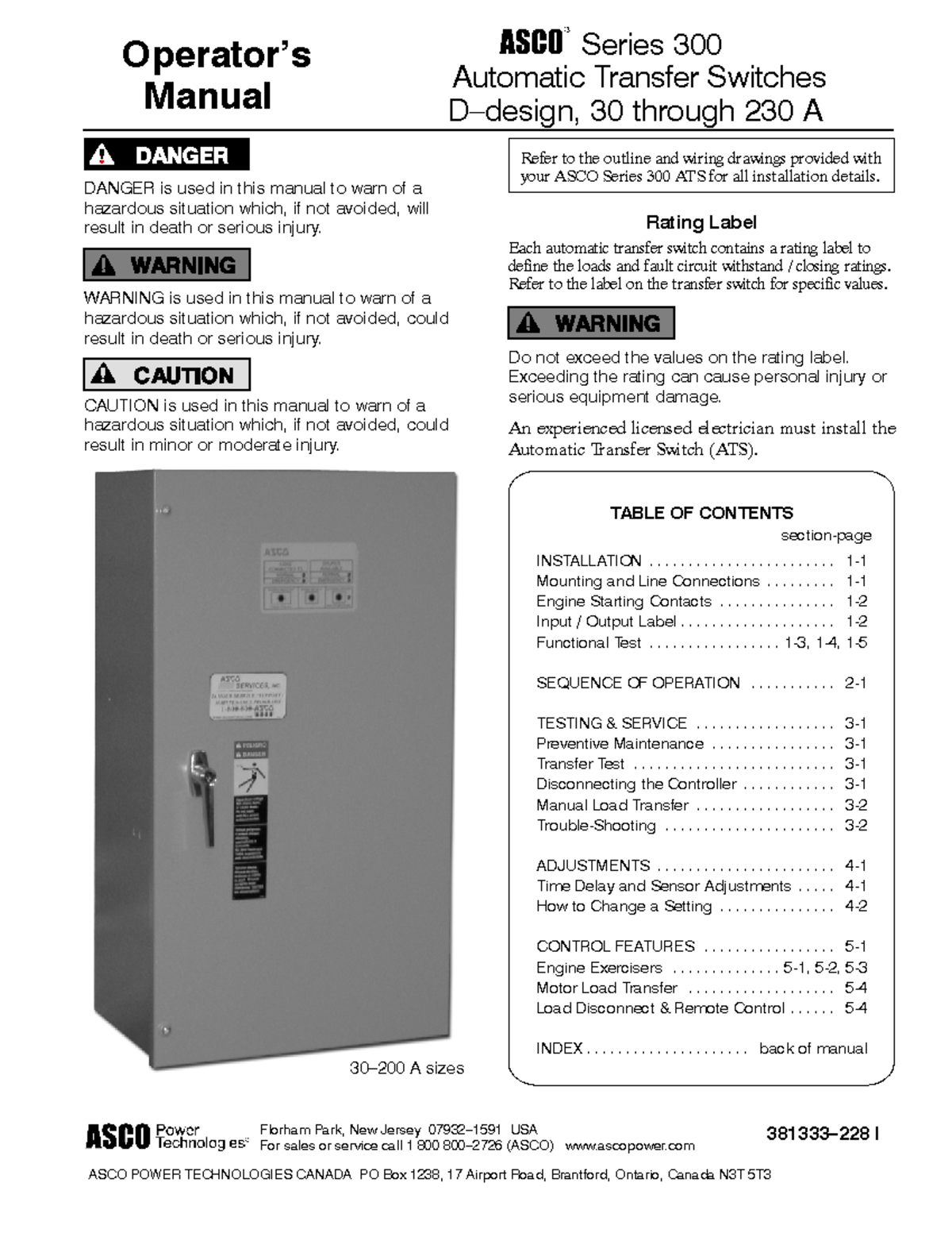 Manual ATS ASCO Series 300: Installation & Operation Guide - Studocu