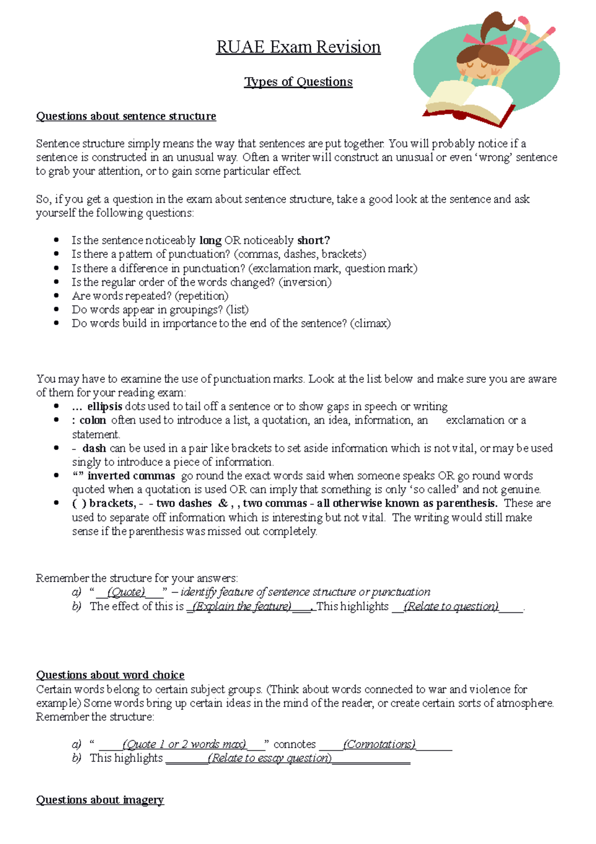 RUAE Exam Revision Guide: Key Question Types and Strategies - Studocu