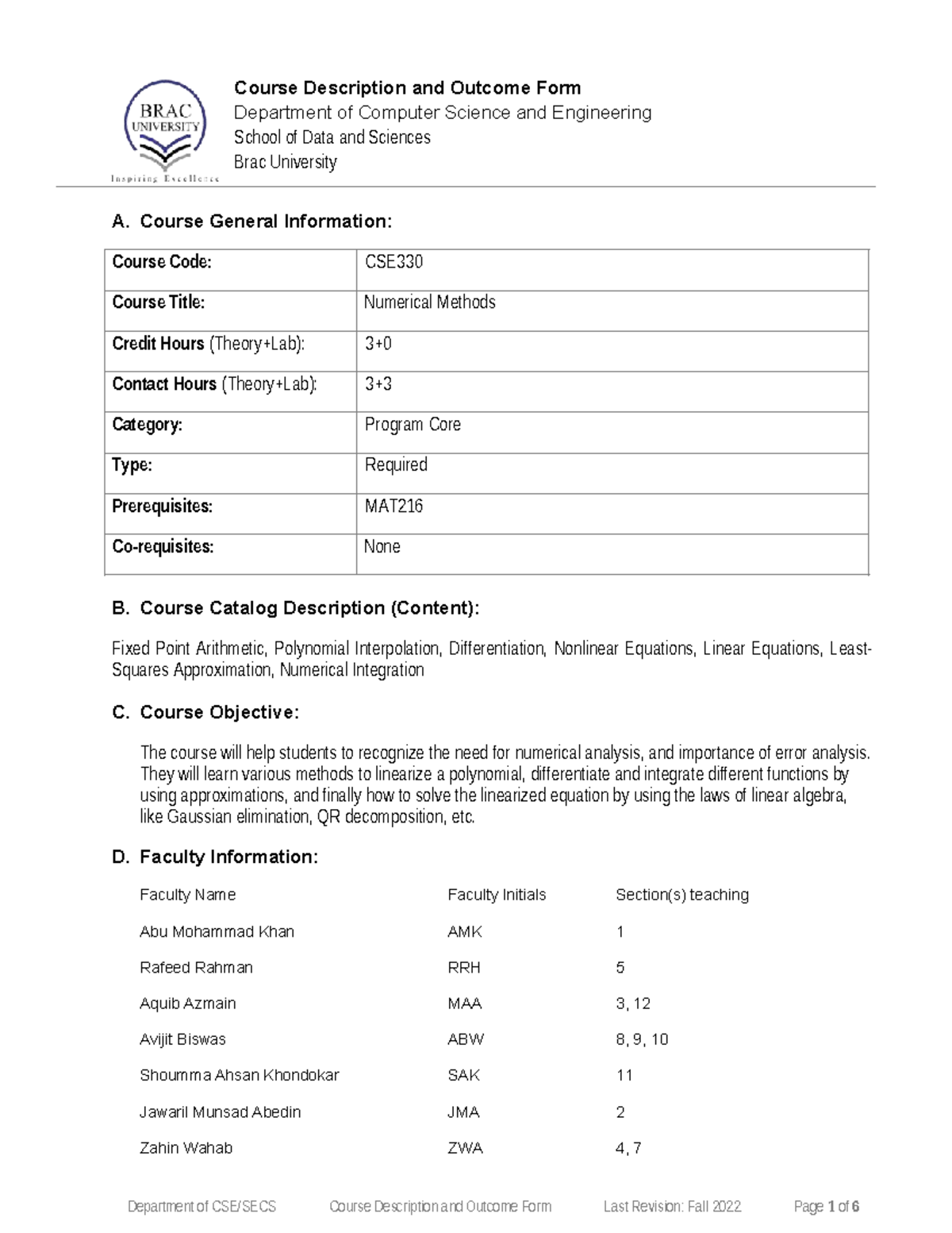 CSE330 Numerical Methods Syllabus - Spring 2023 Overview - Studocu