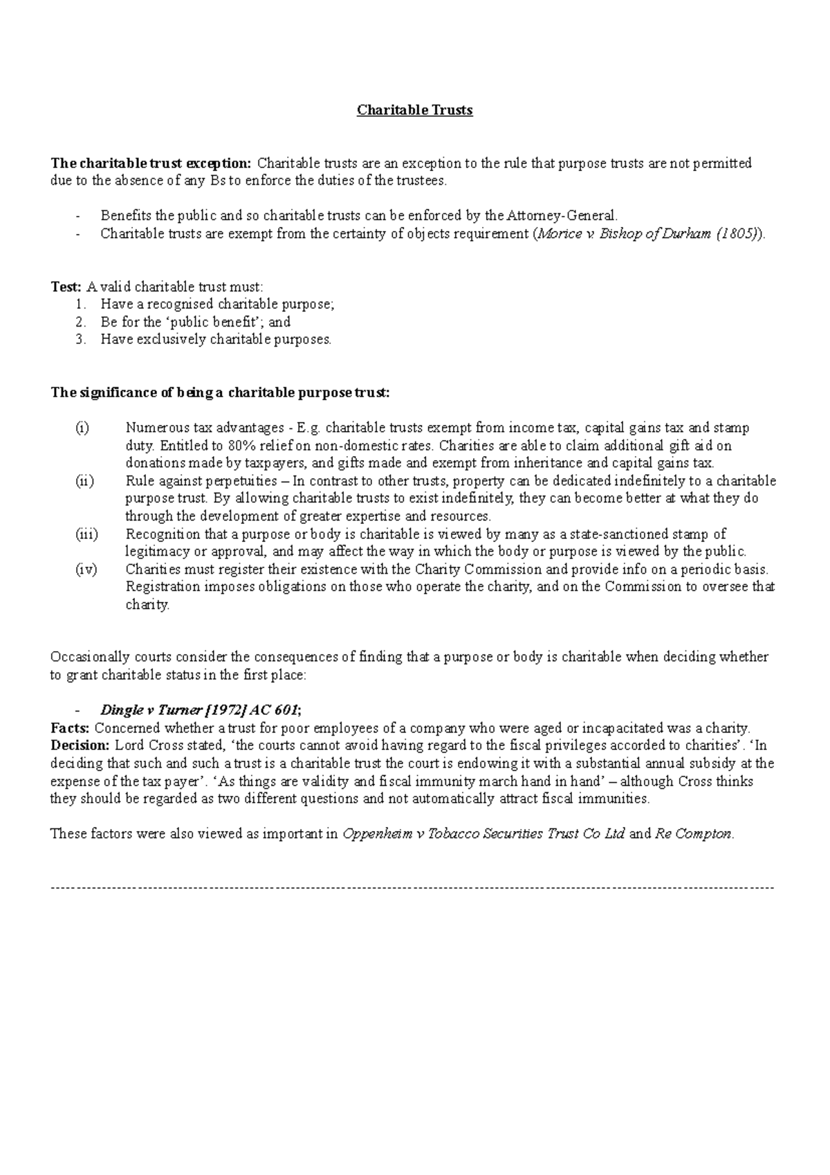 Charitable Trusts Overview: Key Principles & Legal Framework - Studocu