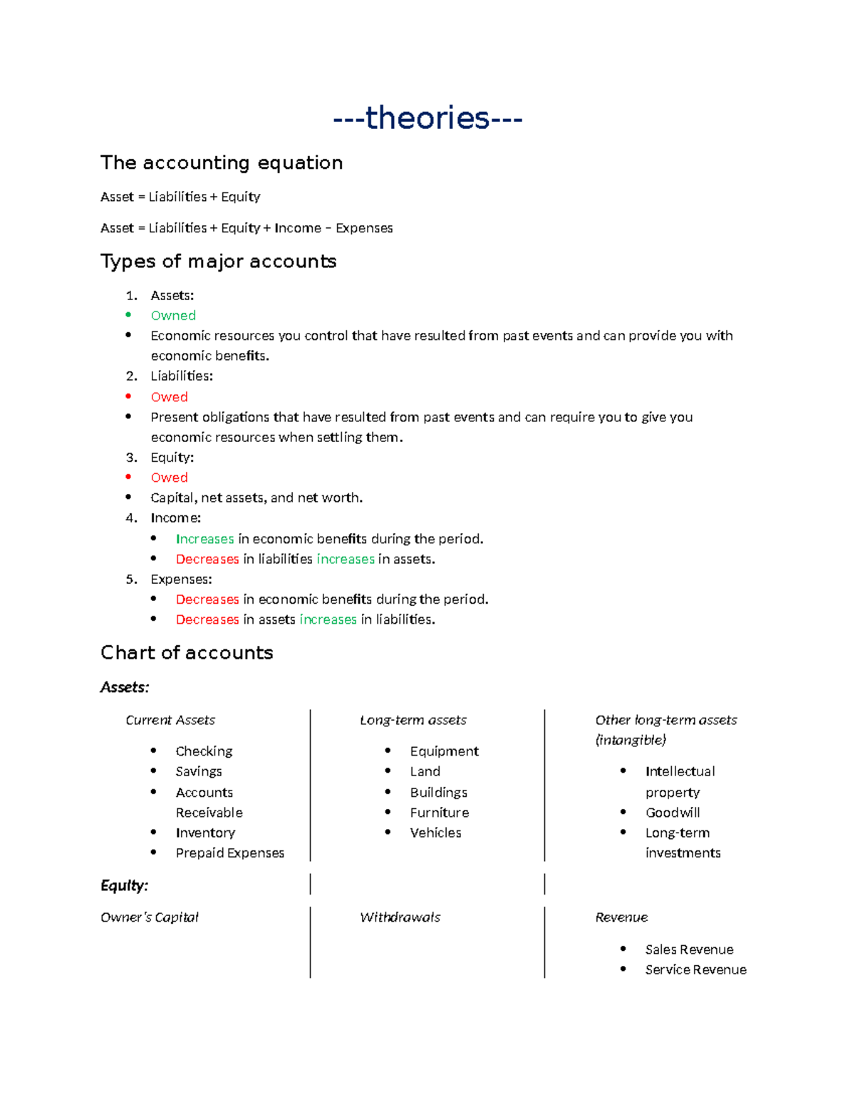 Chap 1-5 Summary of Key Accounting Concepts and Entries - Studocu