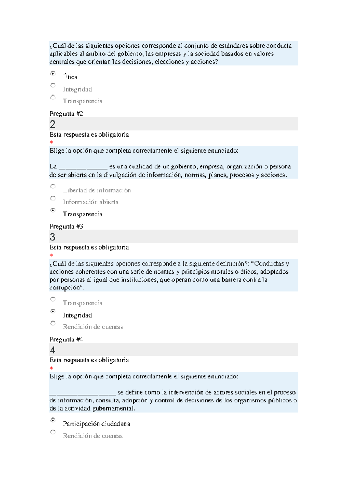 Curso Ética: Estándares de Conducta y Transparencia en el Gobierno - Document Preview