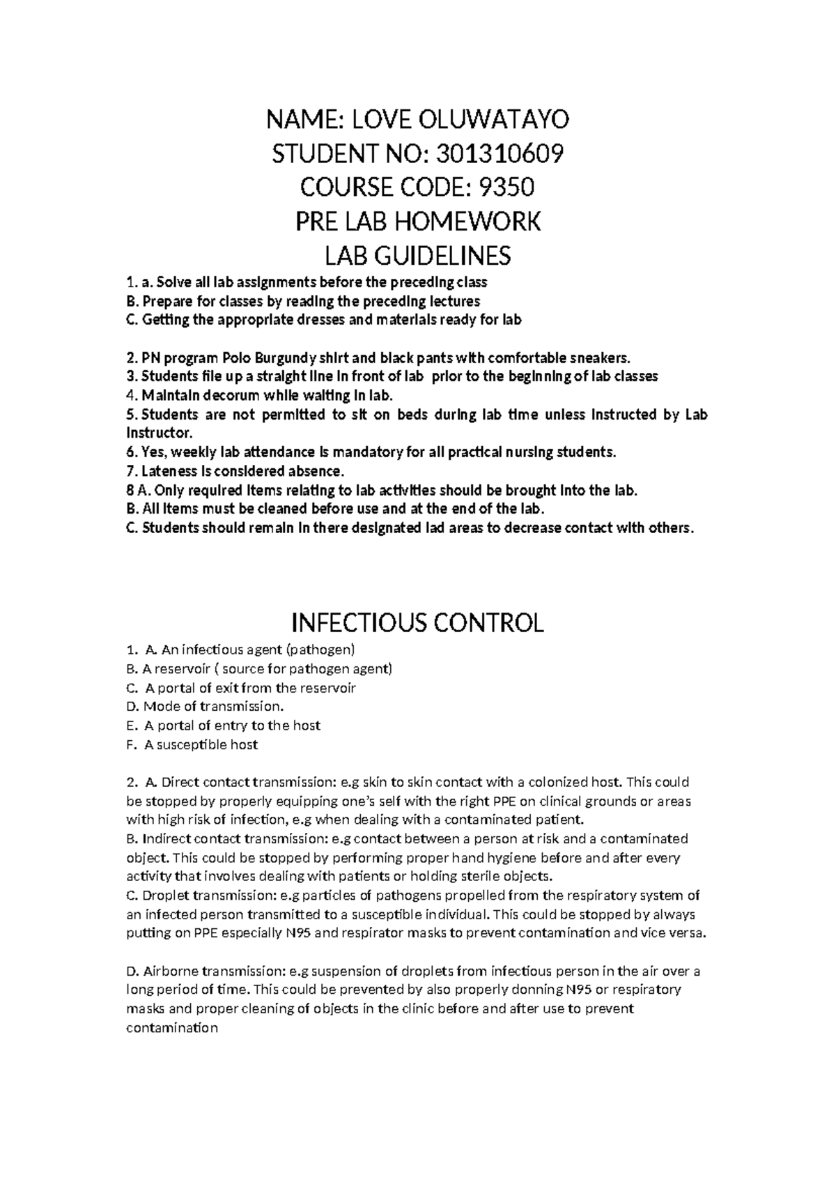 PRE LAB Homework: Clinical Applications & Safety Guidelines (Course ...