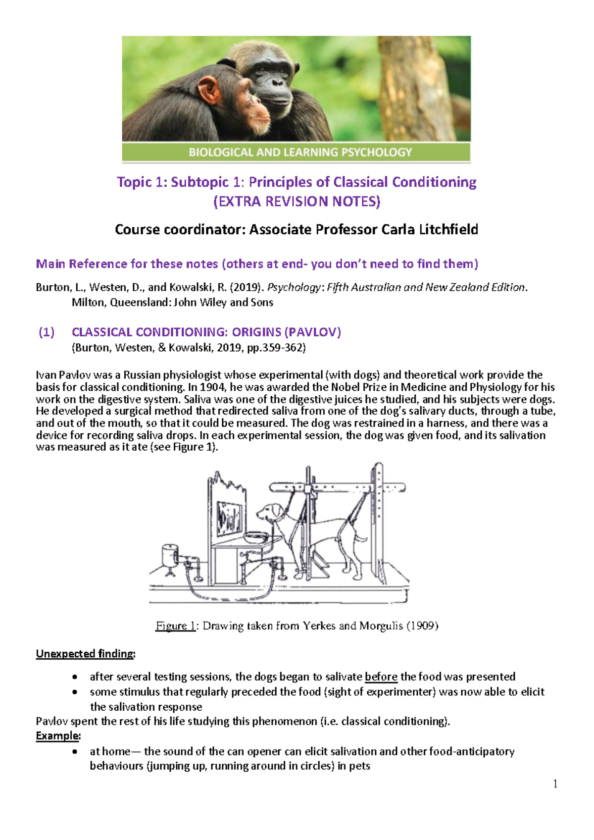 Topic 1: Principles of Classical Conditioning - Extra Revision Notes ...