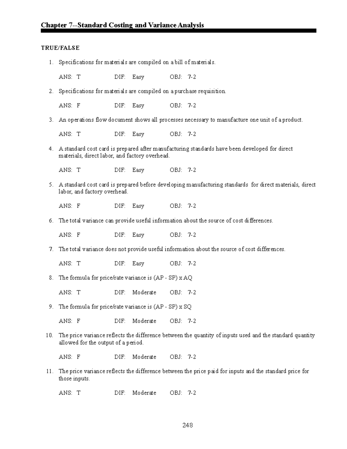 Chapter 7 Review: Standard Costing & Variance Analysis Insights - Studocu