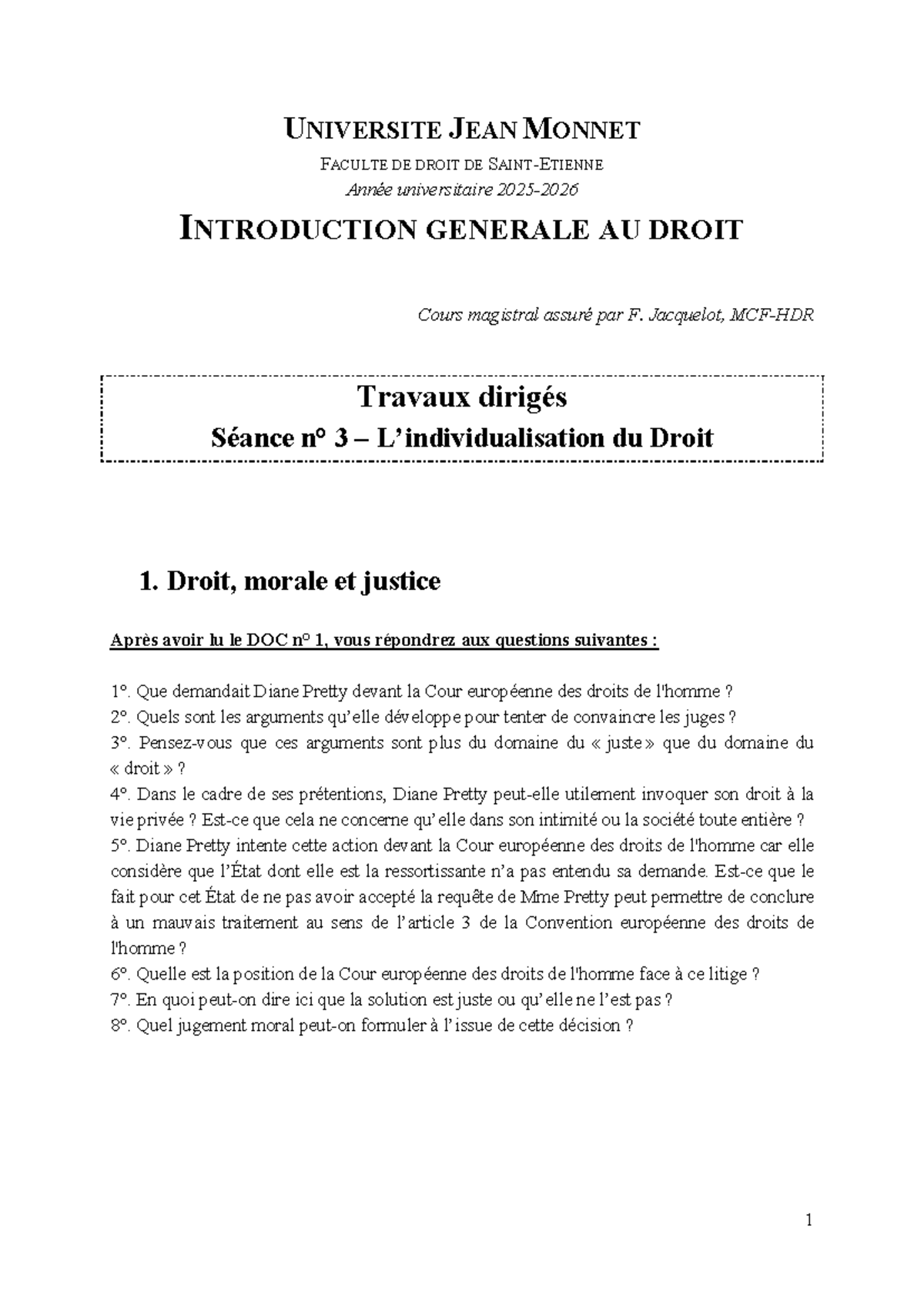 Fiches de Cours : Introduction Générale au Droit - Droit 1 (2025-2026 ...