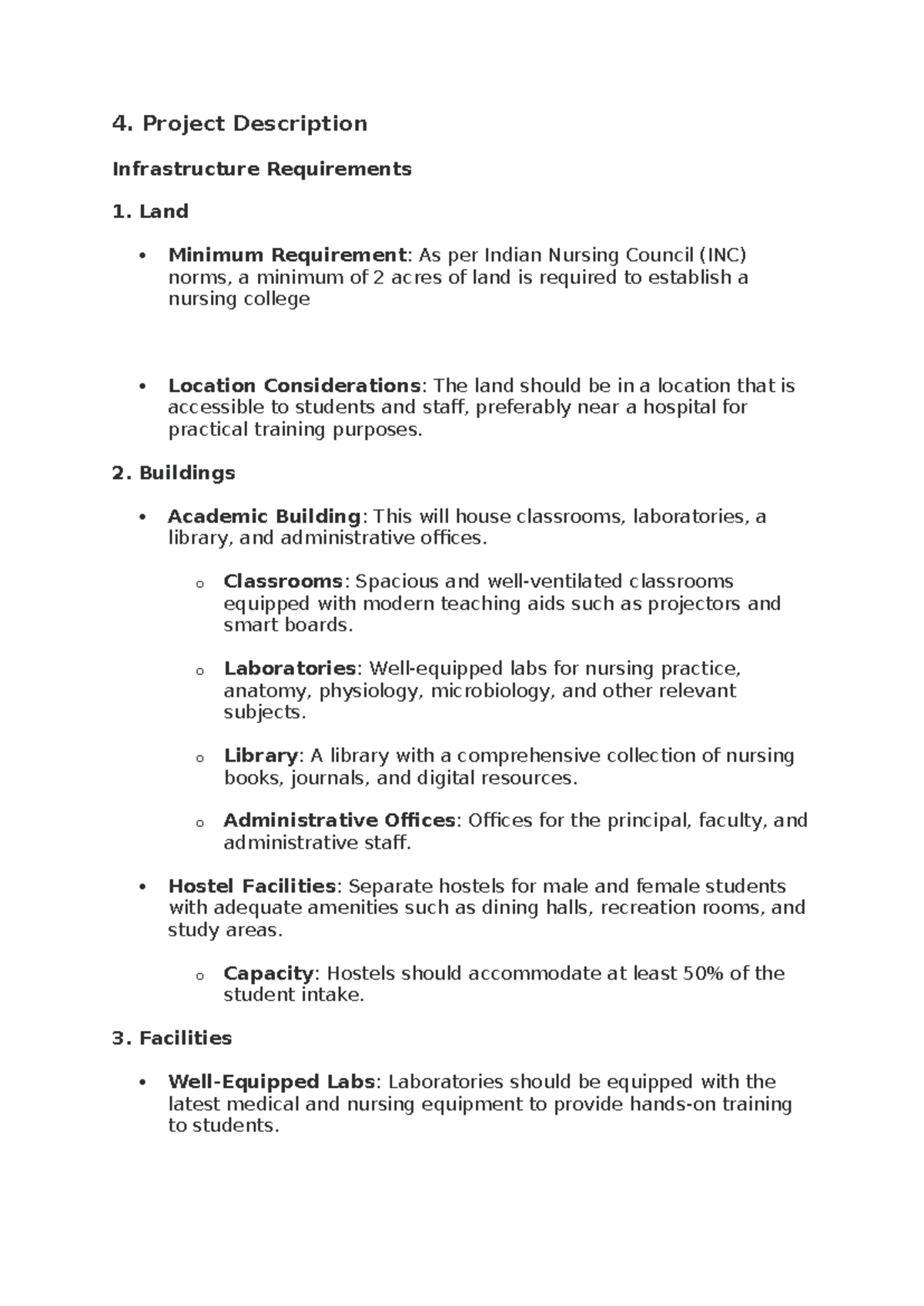Infrastructure Requirements for Establishing a Nursing College - Studocu