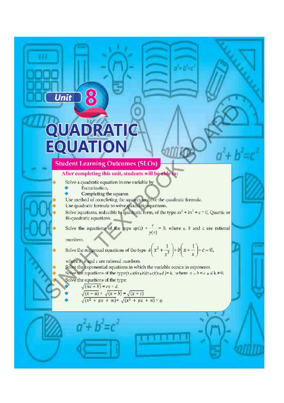 9th-math-book-ch8-sindh-eng-med - Unit QUADRATIC EQUATION Student ...