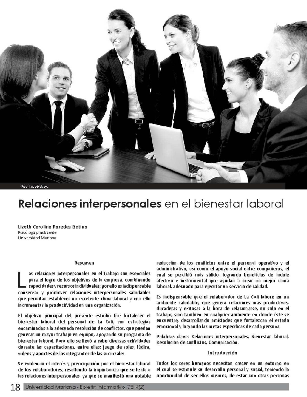 Relaciones Interpersonales y Bienestar Laboral en La Cali - CEI 4(2 ...