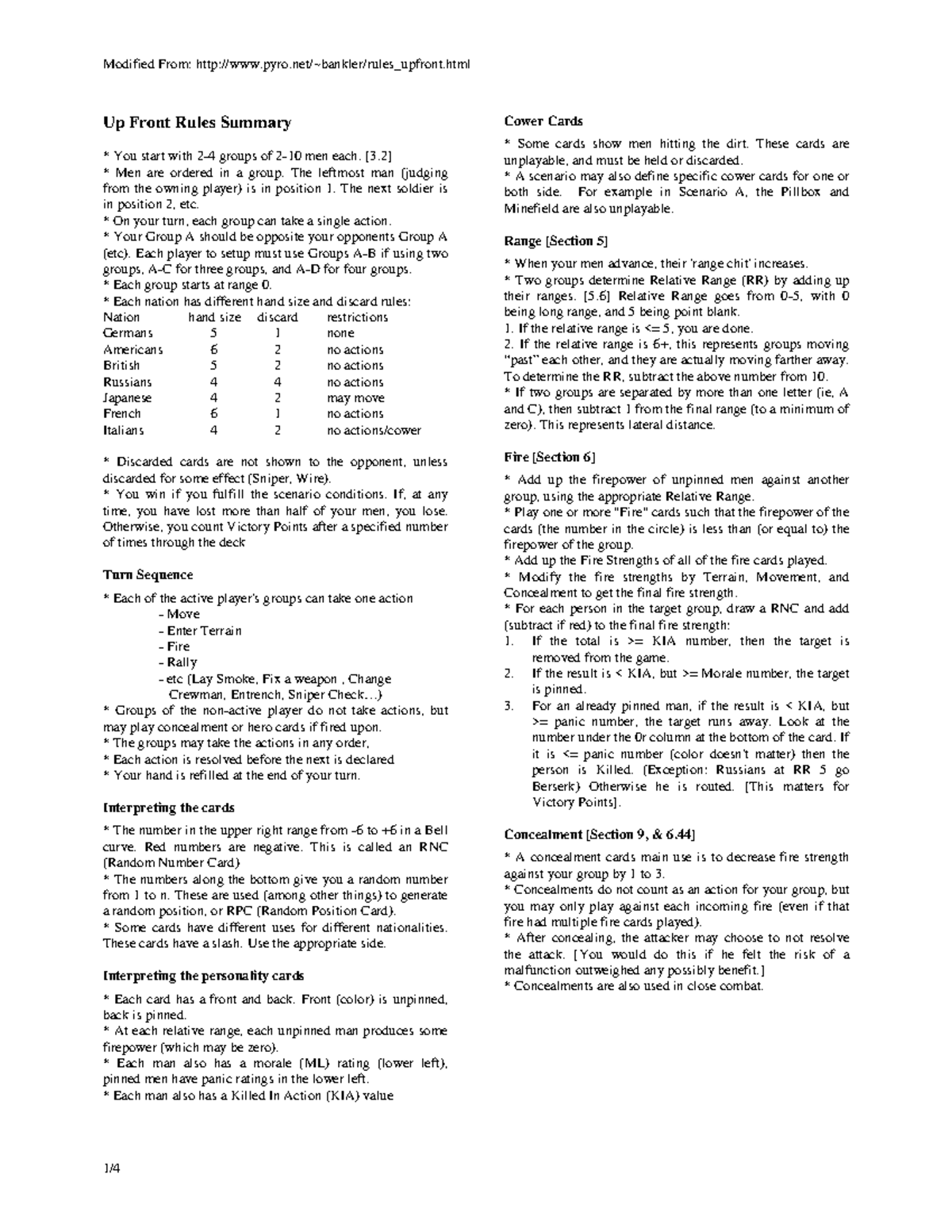 Up Front Rules Summary - Reglas wargame - Up Front Rules Summary You ...