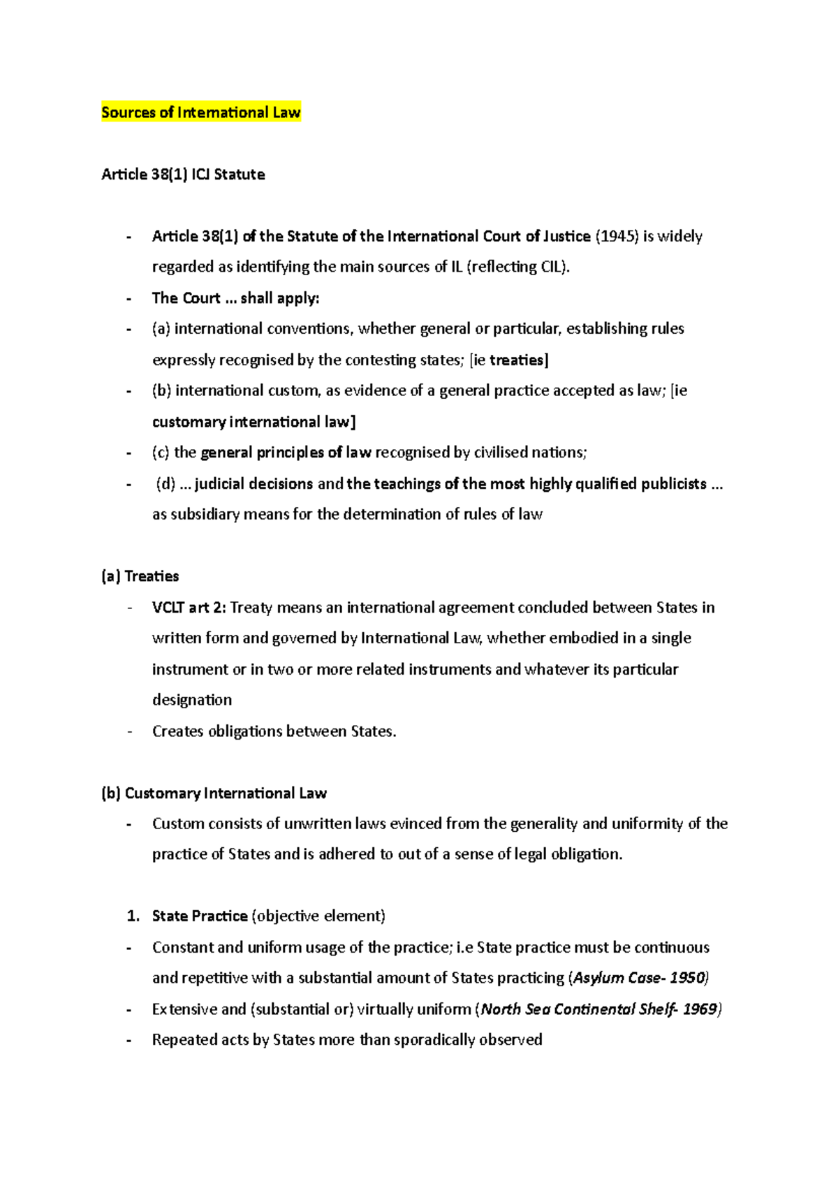 International Law Notes for INTL 101 - First Test Preparation - Studocu