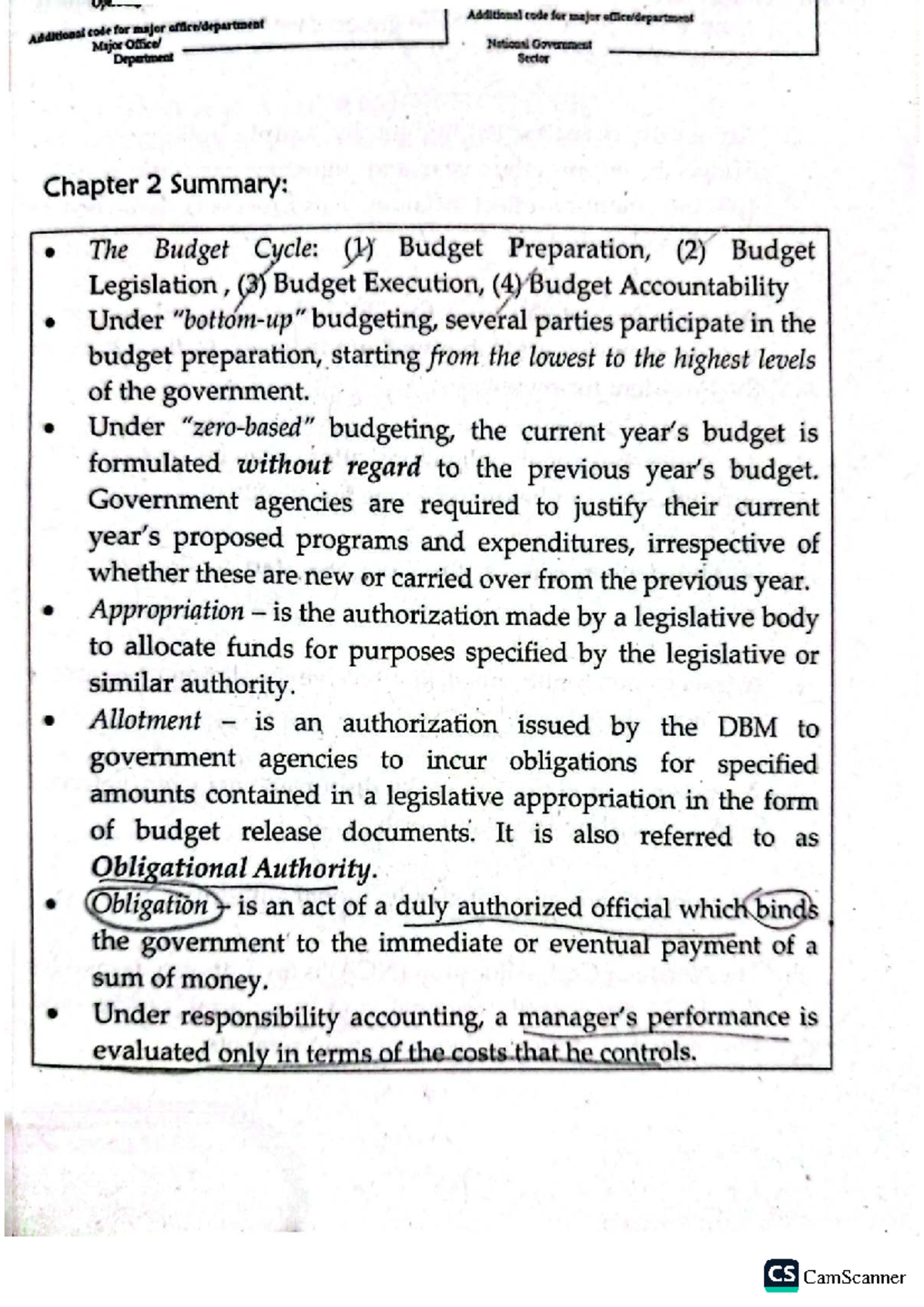 Major Office National Government Department Sector Chapter 2 Summary ...