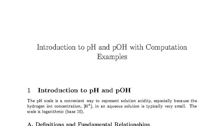 BC Handout 3: pH and pOH Computation Examples - Studocu