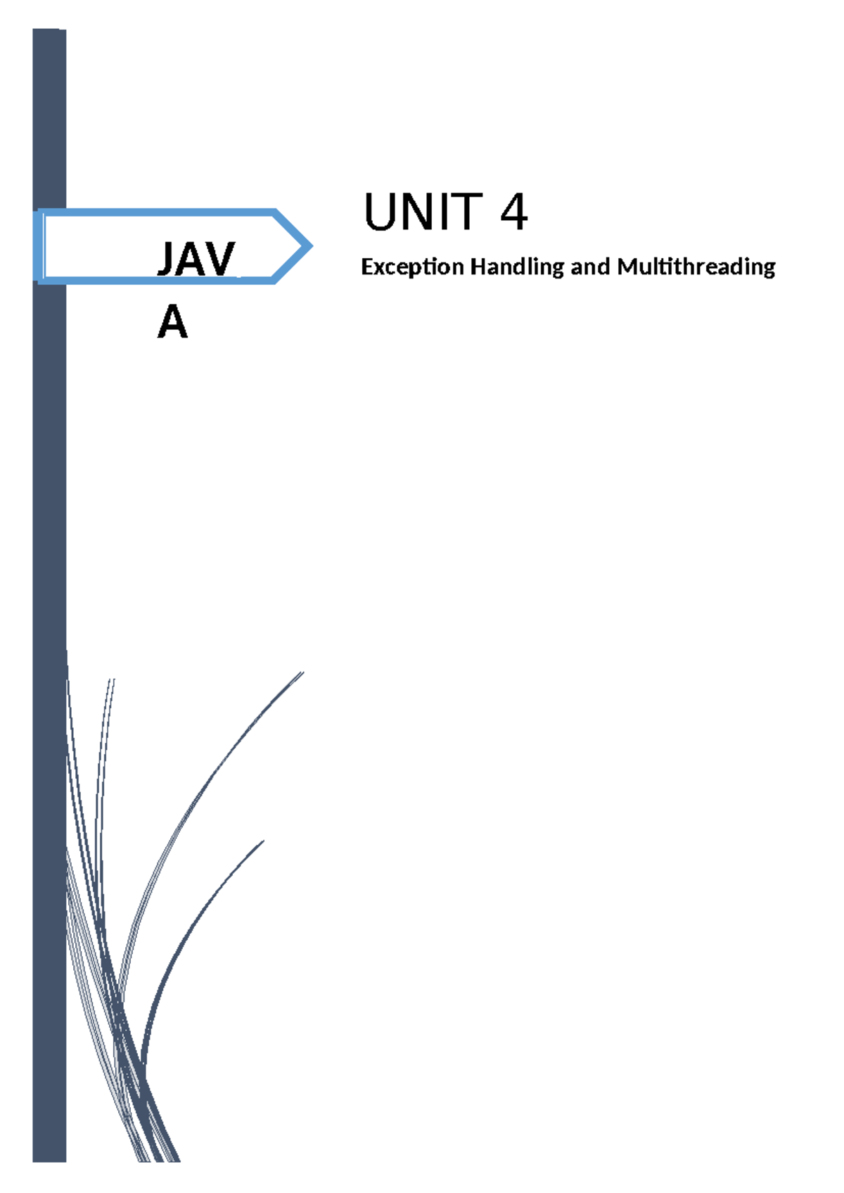 JAV A UNIT 4 Exception Handling and Multithreading Notes - Studocu