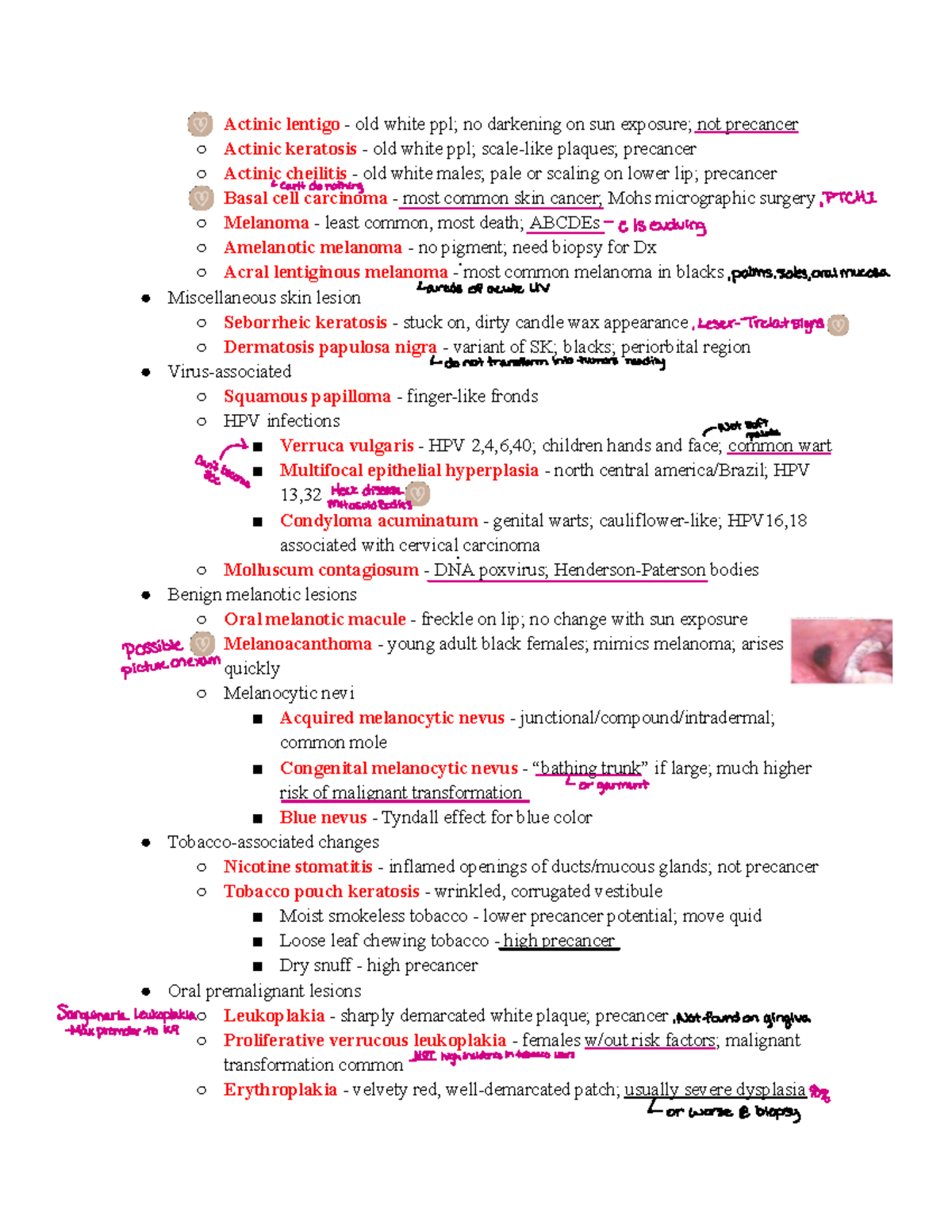 Skin Lesions and Malignancies: Classification & Risks Notes - Studocu