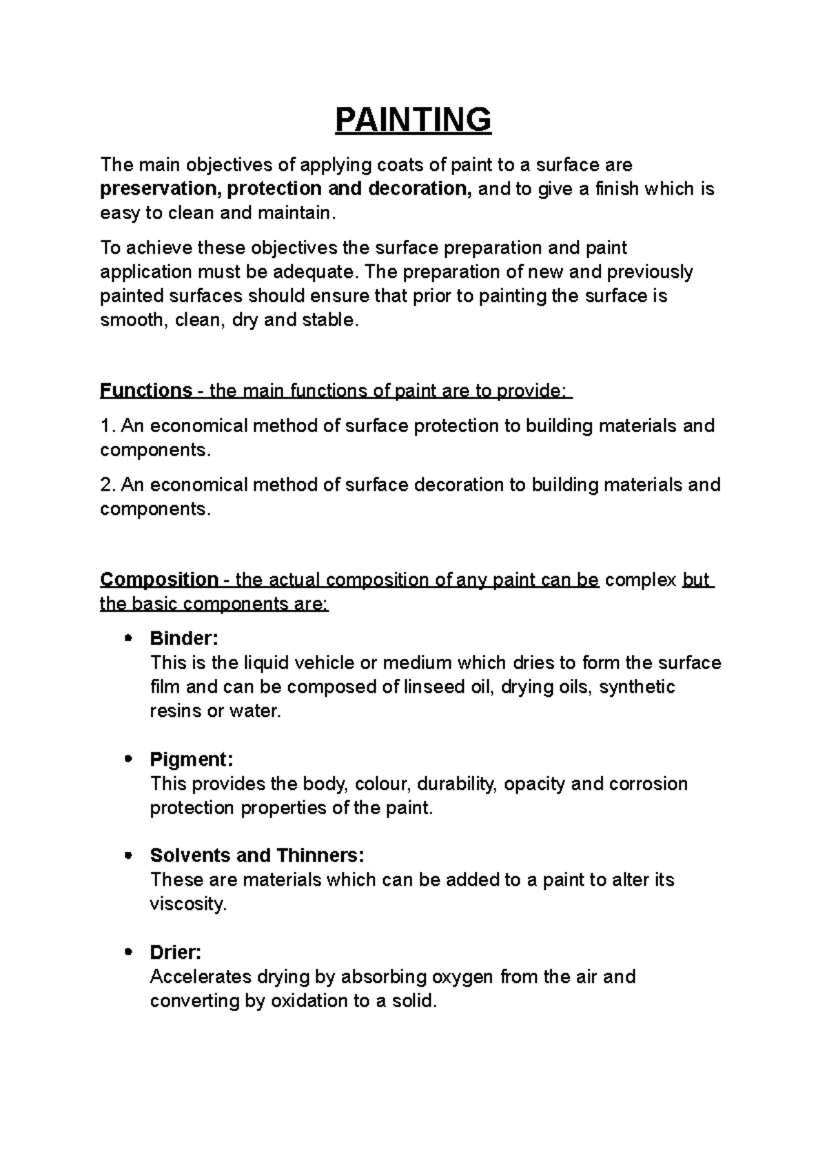 Comprehensive Guide to Paint Types, Application & Defects - Studocu